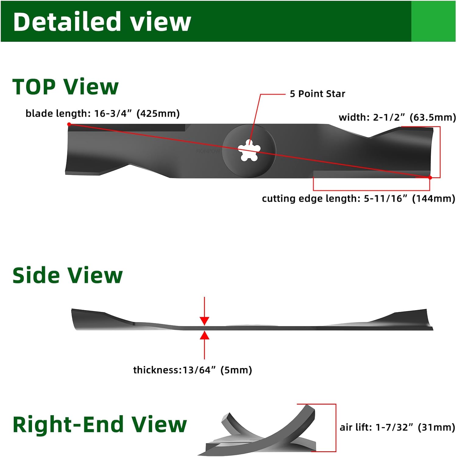532180054 48 Inch Lawn Mower Blades Compatible with Husqvarna YTH24V48, YTH2348, YTH24K48, YTA24V48 Craftsman & poulan, High Lift Riding Blade Replaces 173920 180054 532180554 PP24005, 3 Pack