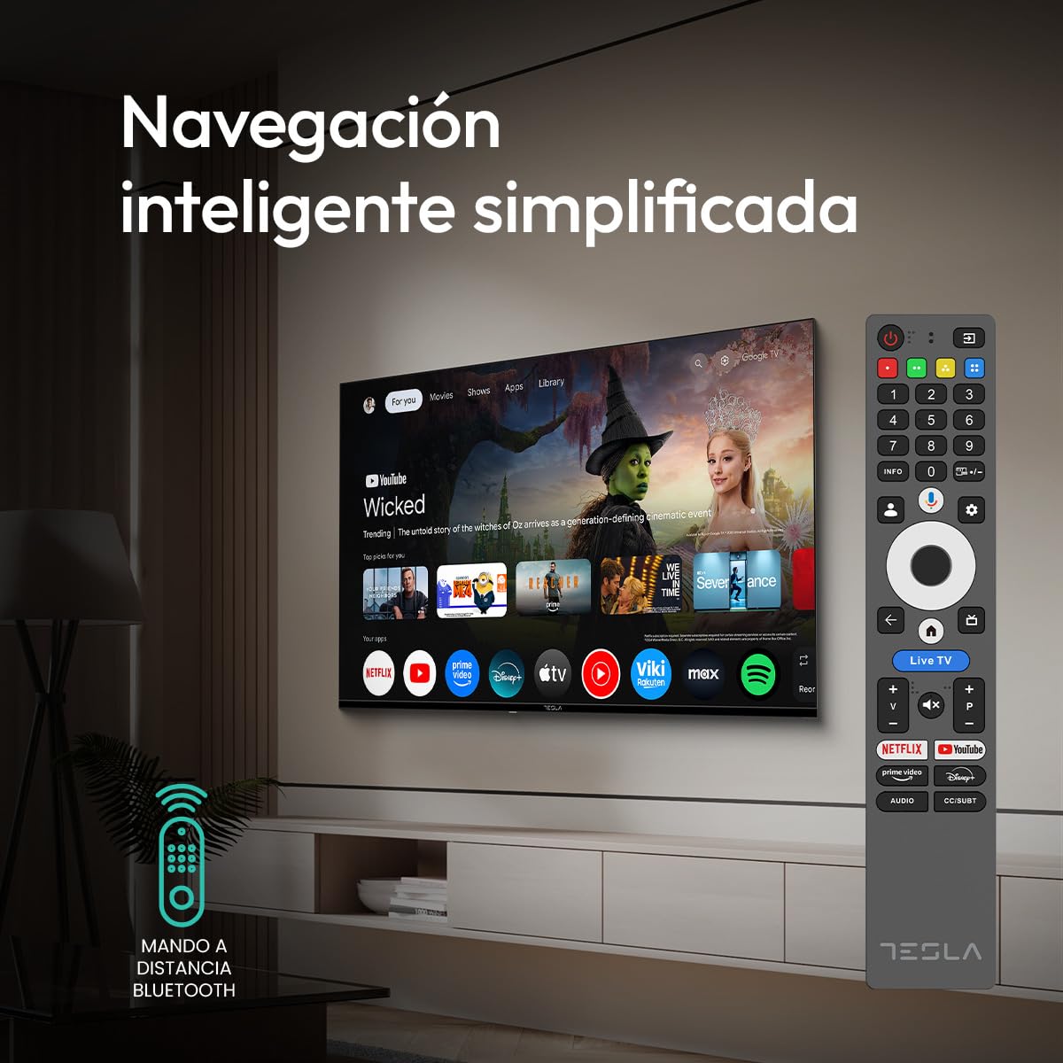 TESLA Smart TV 32 Pulgadas HD Ready Compatible con Google TV y Google Assistant - HDR10, WiFi y Bluetooth, Apps y Chromecast Integrado, 2 HDMI, 2 USB, DVB-T2/S2/C, Color Negro (32")