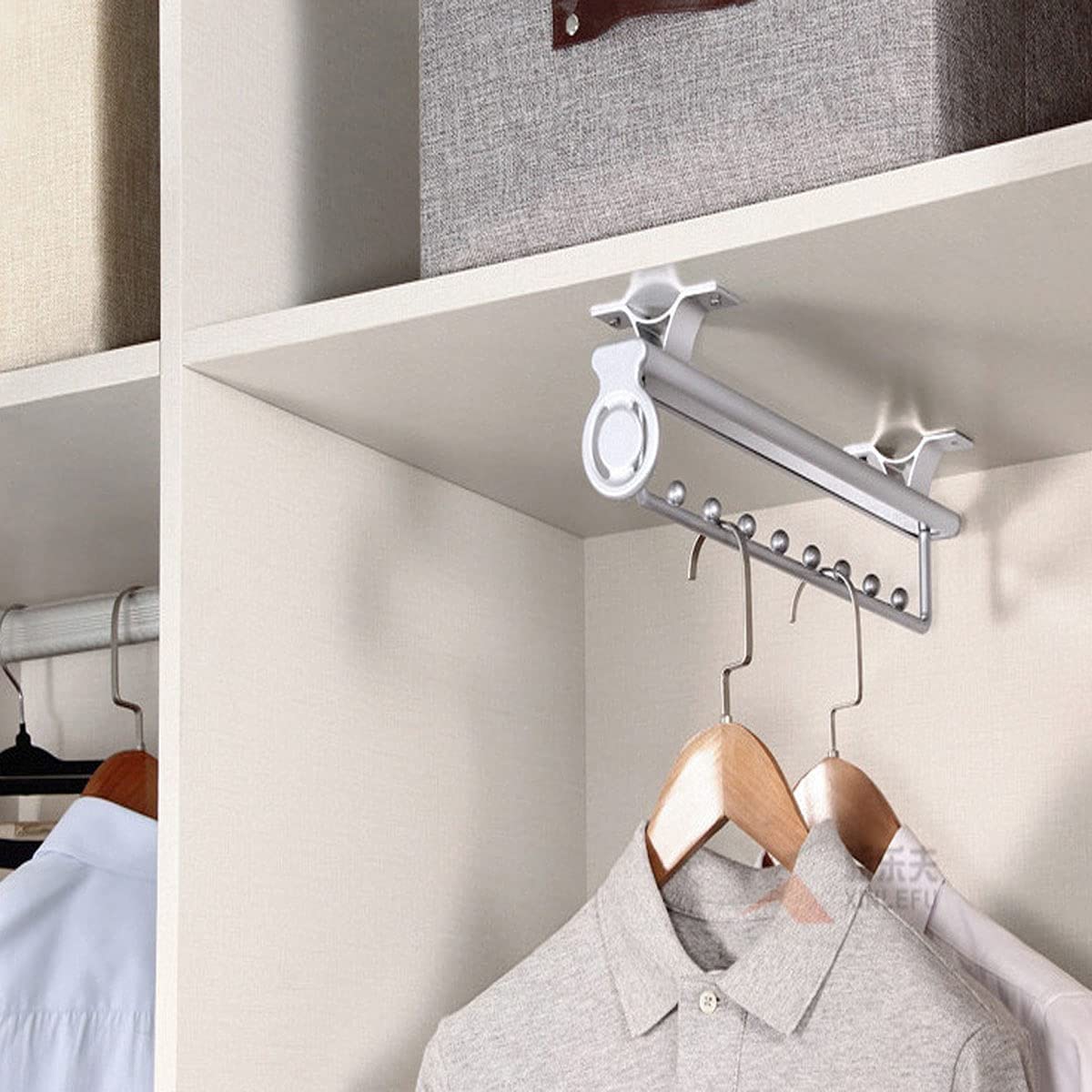 HONGKEFIT Heavy Duty Extendable Pull Out Closet Rod,Sliding Wardrobe Closet Valet Rod,Hanging Rod for Closet Storage,Adjustable Clothing Organizer Holder (Color : Silver, Size : 44cm)