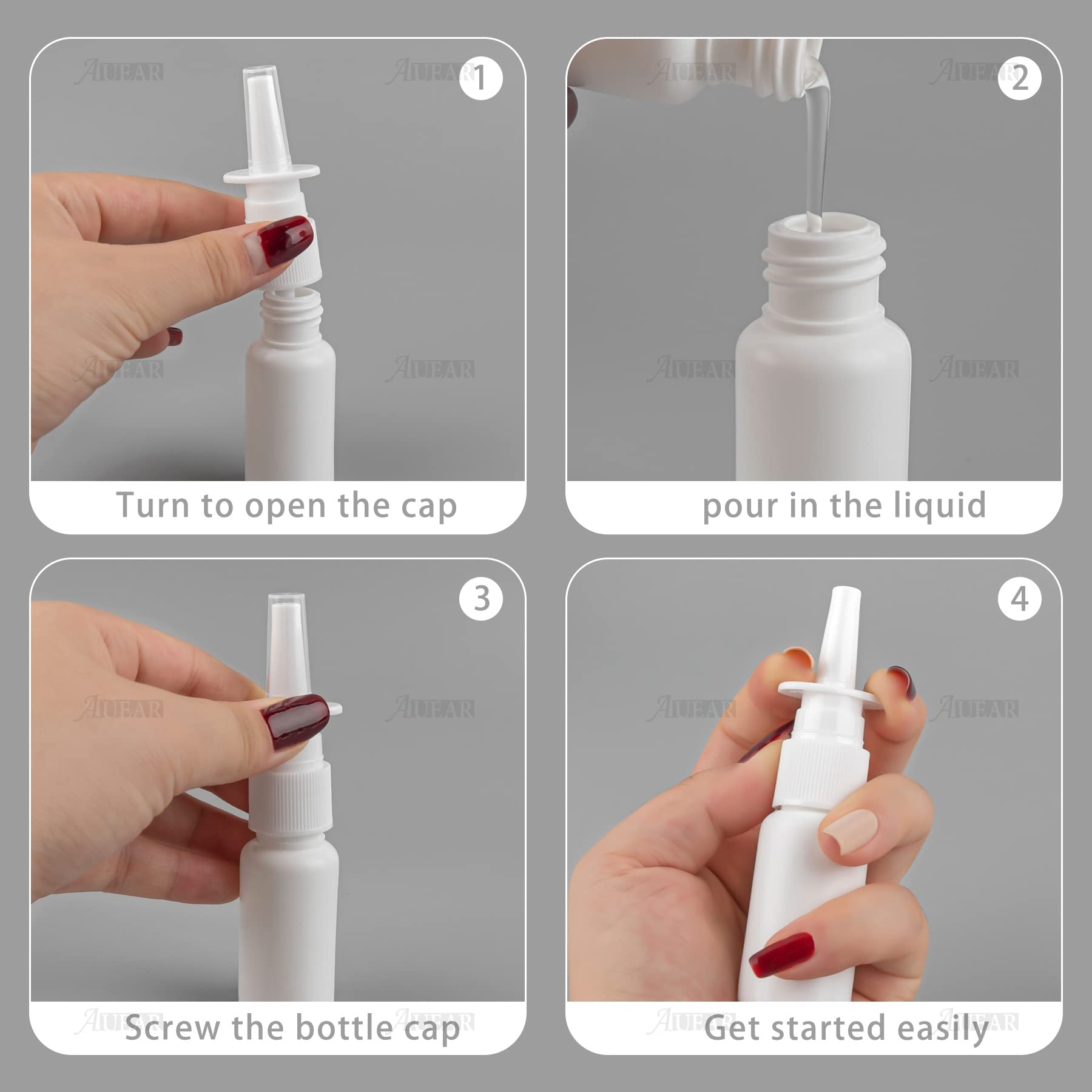 20 Stück Sprühflaschen Reisegröße - Nachfüllbare Nasensprayflaschen 7cm