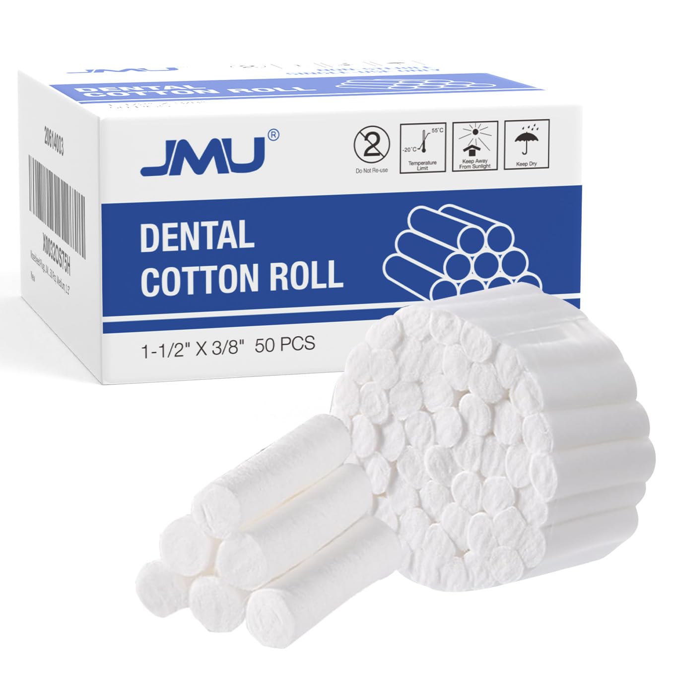 Nosebleed Plugs, JMU Dental Cotton Rolls for Mouth 50 Pcs, Medium, 1.5"