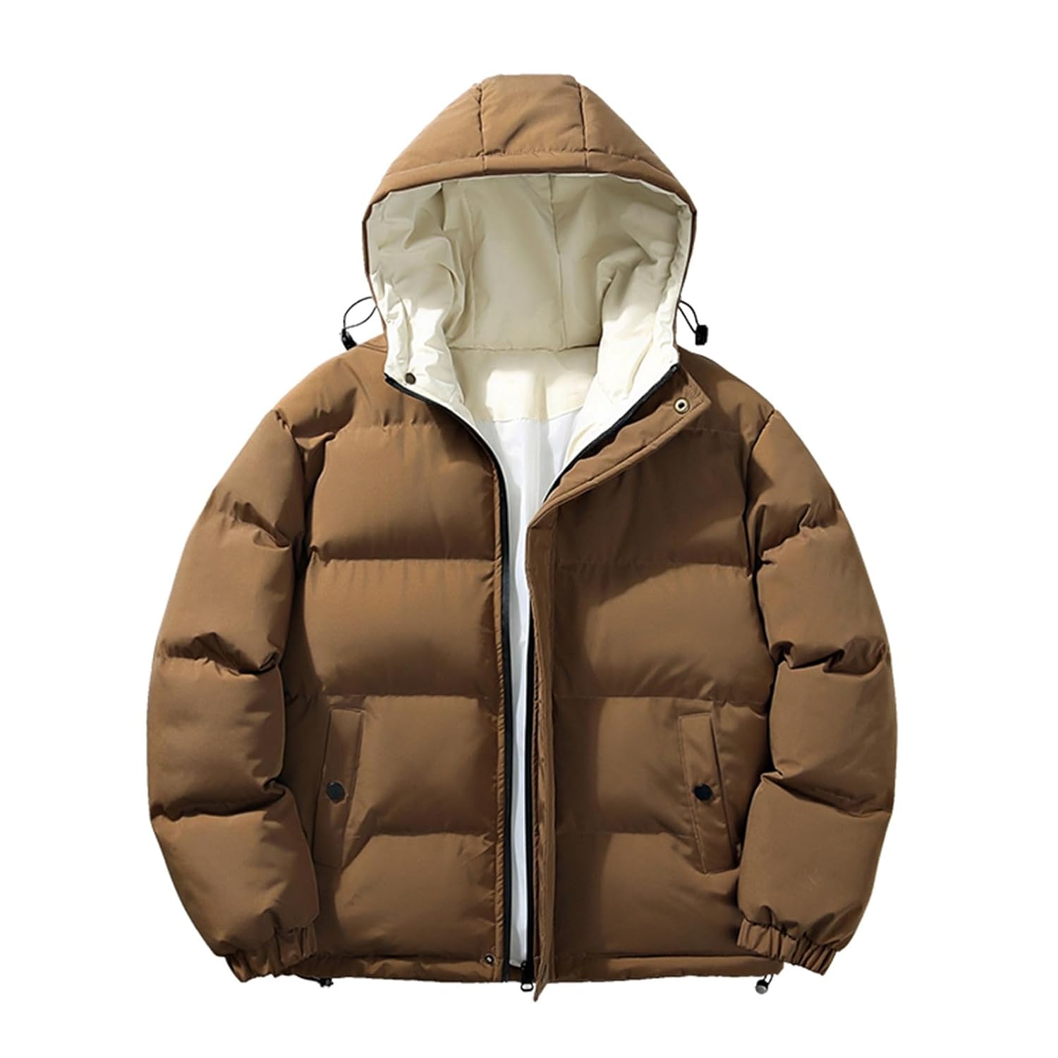 Men Winter Coats Windproof Heavyweight Hooded Jackets Casual Zip Up Down Quilted Hoodie Winter Warm Thermal Outwear