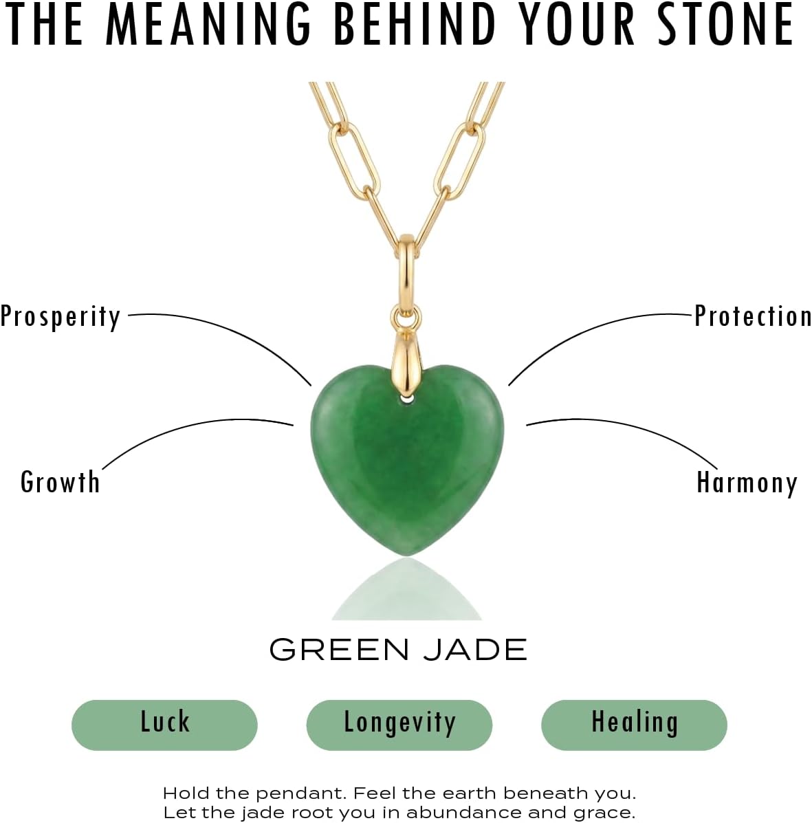 SOKAL Colorful Gemstone Heart Pendant Necklace for Women – Dainty 18K Gold Waterproof Paperclip Chain, Adjustable Layering Tarnish Resistant Choker Jade Charm Necklace, Birthday Gift for Her