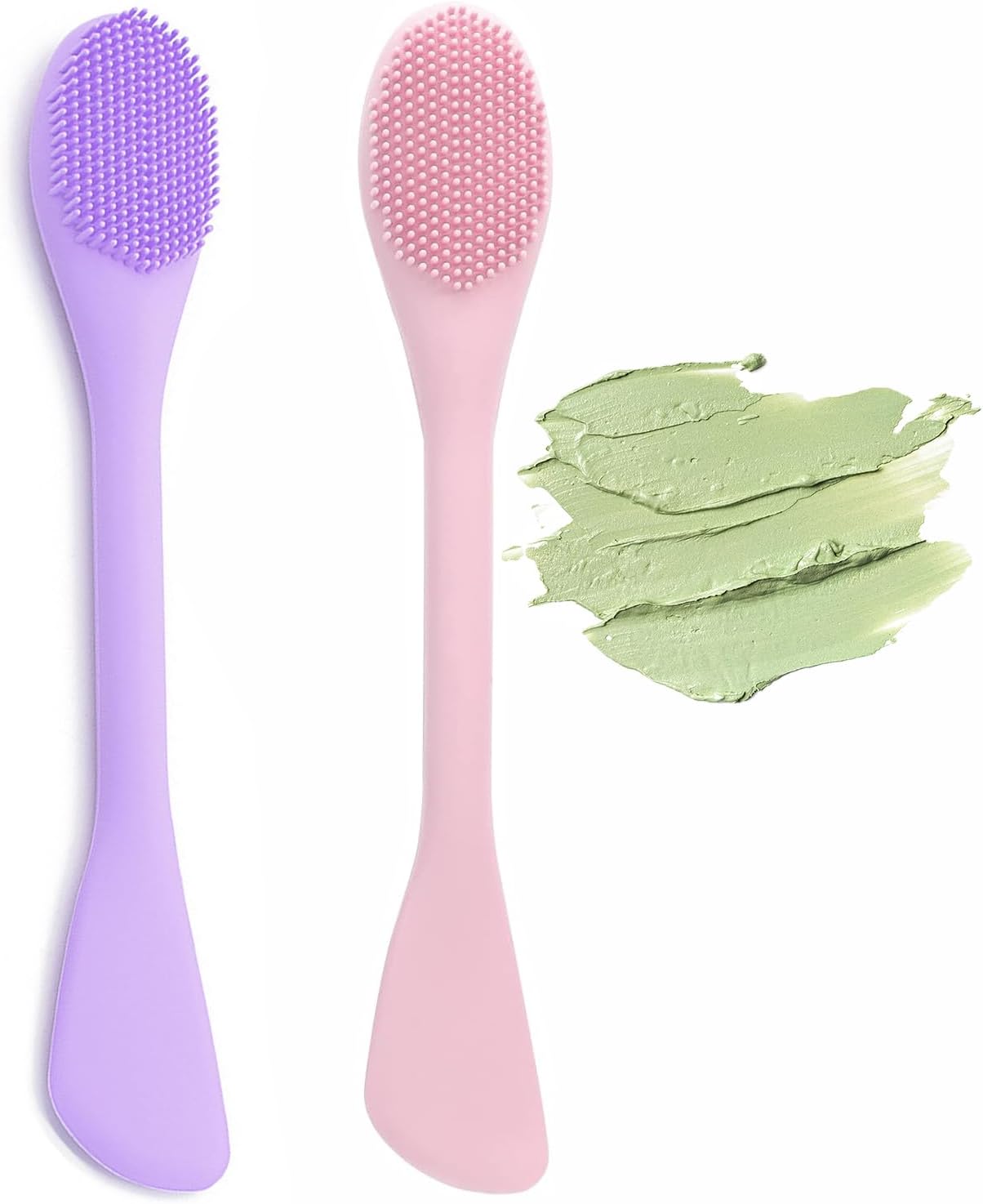 2 in 1 Facial Cleansing Brush&Silicone Face Mask Applicator, 2PCS Face Mask Brush Face Scrubber for Exfoliating, Massaging, Remove Blackheads, Applicator for Mud, Body Lotion, DIY Mask, Pink & Purple 2 in 1 Facial Cleansing Brush&Silicone Face Mask Applicator, 2PCS Face Mask Brush Face Scrubber for Exfoliating, Massaging, Remove Blackheads, Applicator for Mud, Body Lotion, DIY Mask, Pink & Purple