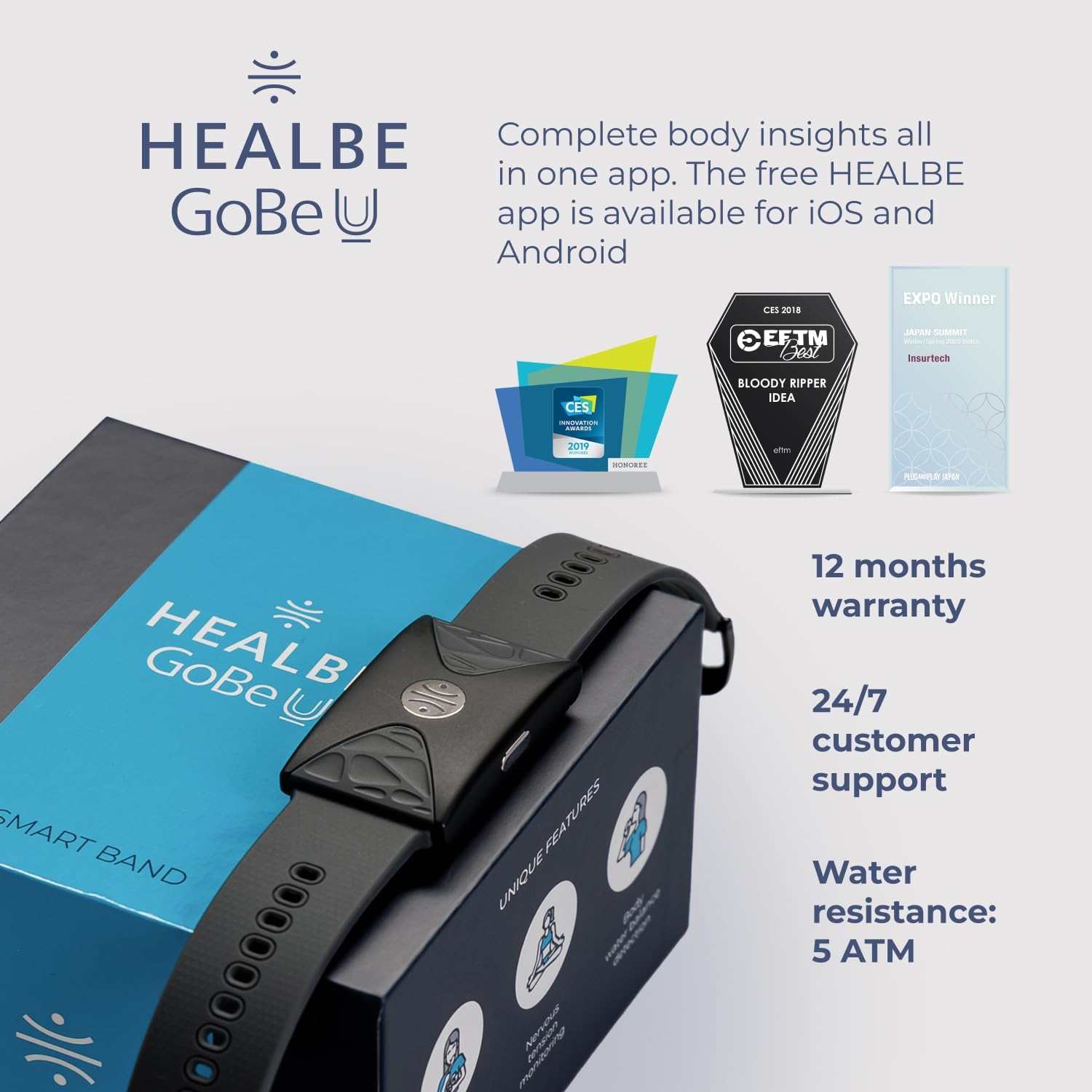 HEALBE GoBe U - Automatic Calorie Intake Smart Band, Energy Balance Insights, Hydration, Sleep, Stress, 24/7 Heart Rate, Neuroactivity, Free App, 5 ATM Waterproof - Black 10 61+R6KthHmL. AC SL1500