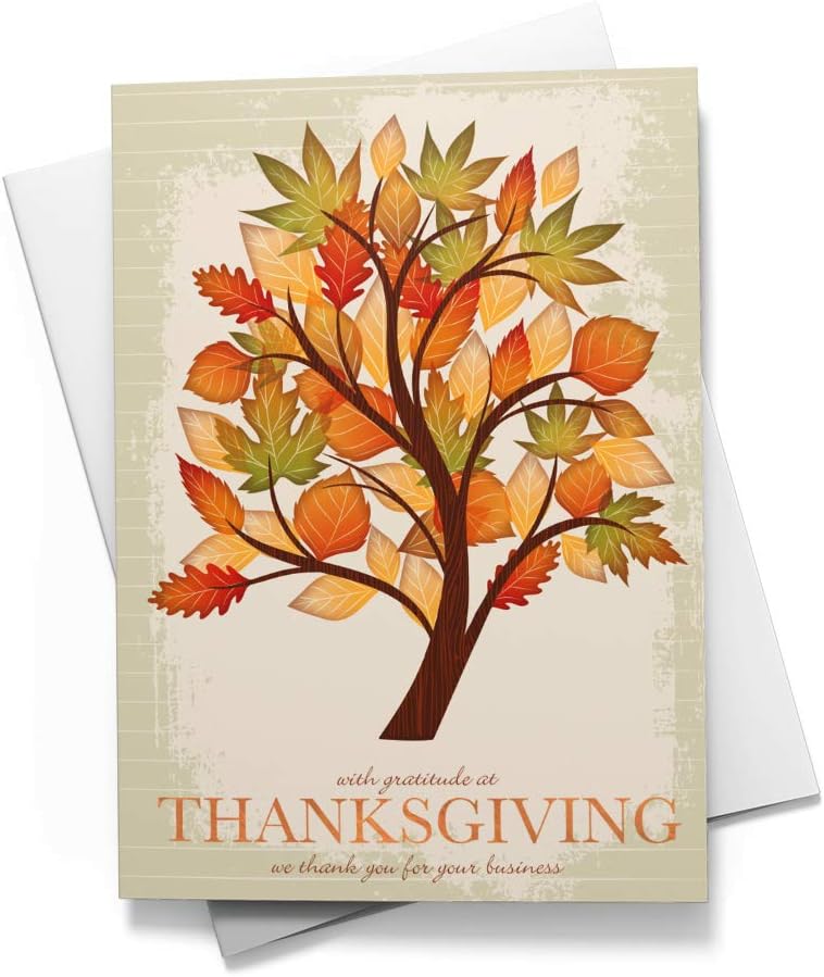 The Thanksgiving Tree - Thanksgiving Cards | 25 Standard Greeting Cards with Your Custom Message and Envelopes | Printed in the USA