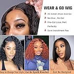 Wear and Go Glueless Wigs Human Hair Pre Plucked Deep Wave Bob Wig Human Hair Lace Front Wigs for Beginners Upgraded No Glue Pre Cut 4x4 Lace Closure Glueless Wigs for Black Women Human Hair 12 Inch - Image 4