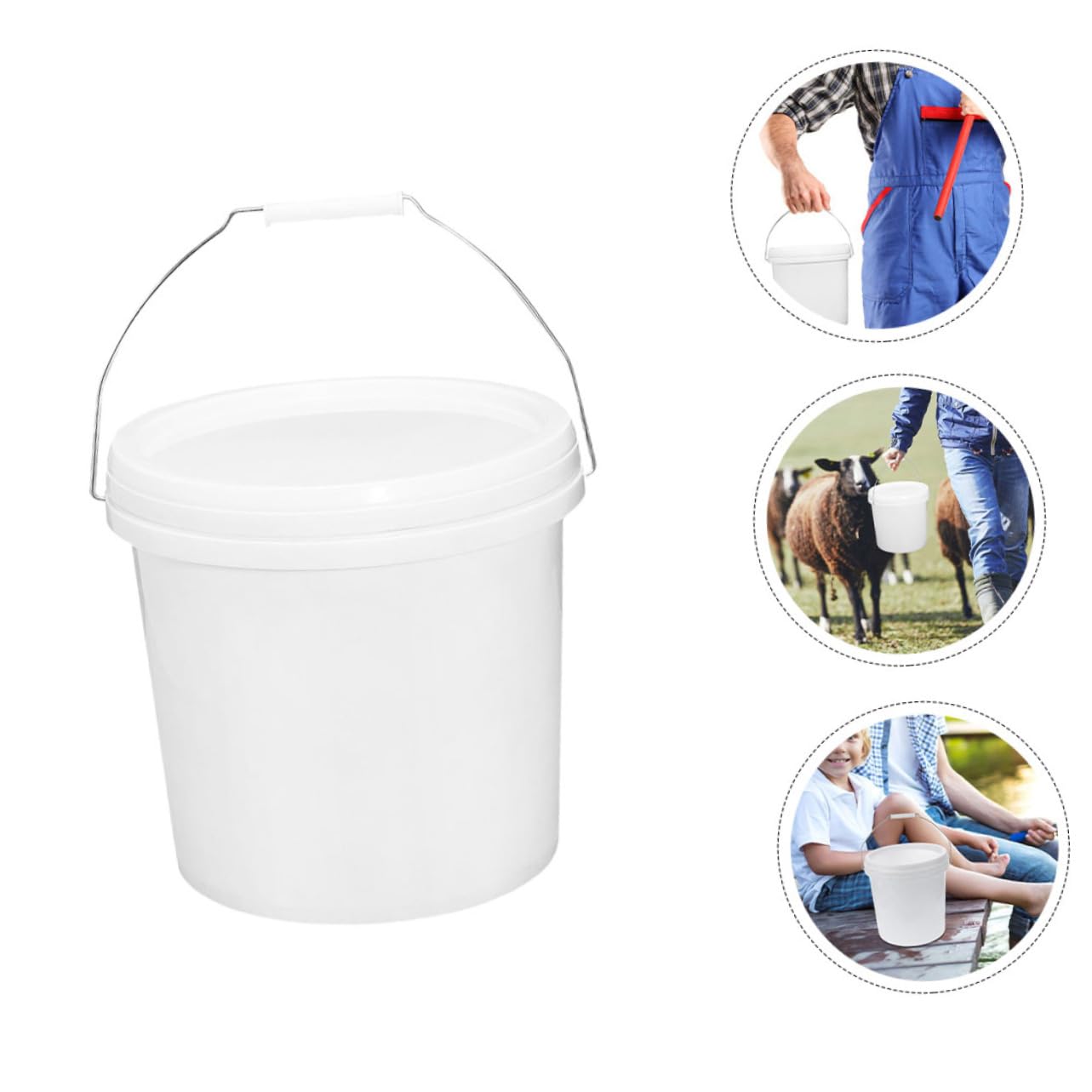 Cabilock Thickened Sealing Barrel Plastic Round Bucket with Lid Water Storage Container