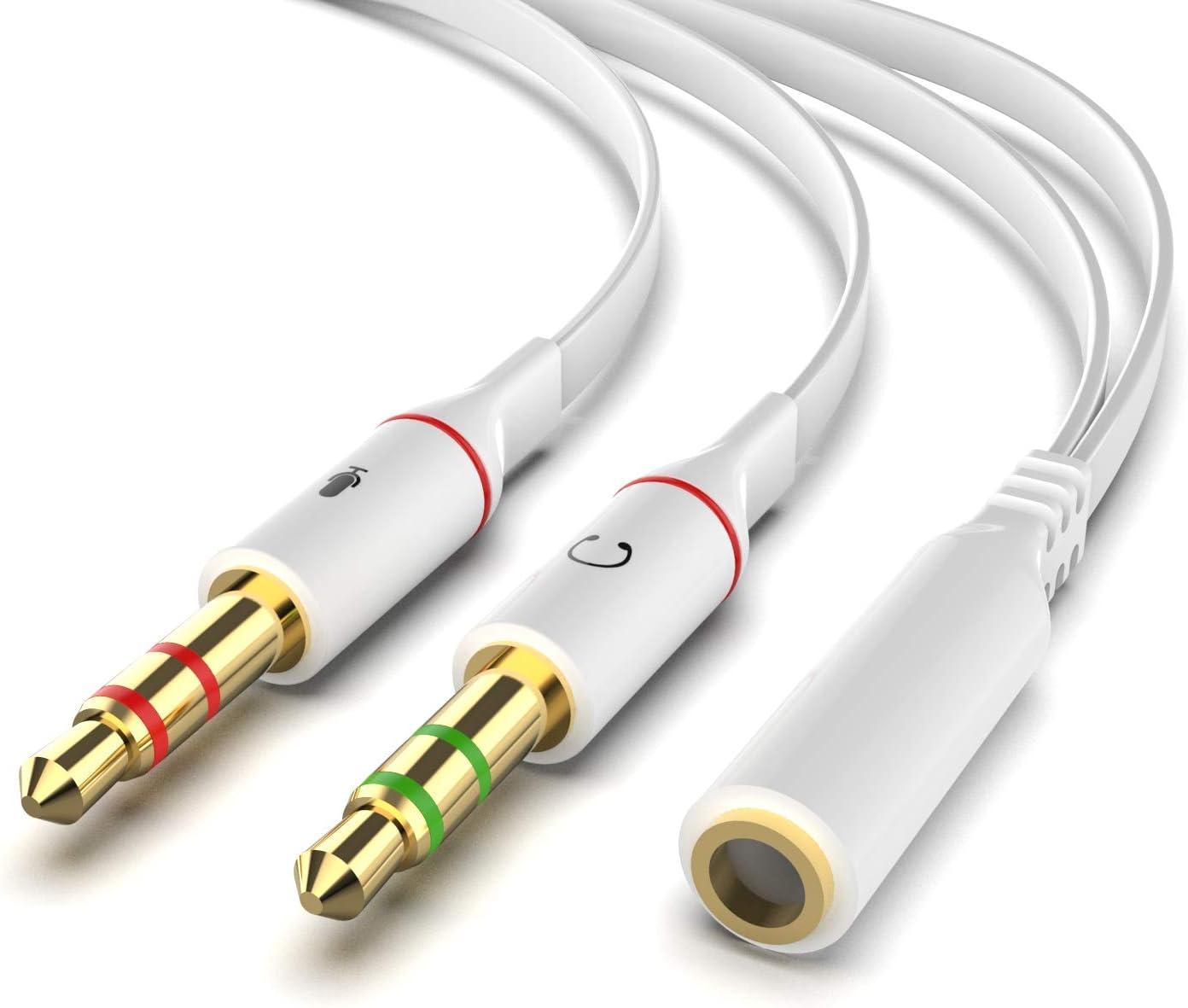 Maeline Headphone Splitter Adapter for PC 3.5mm Jack Headsets Adapter Convertors for PC 3.5mm Female with Headphone/Microphone Transform to 2 Dual 3.5mm Male for Computer Simultaneously Y 2 Pack White