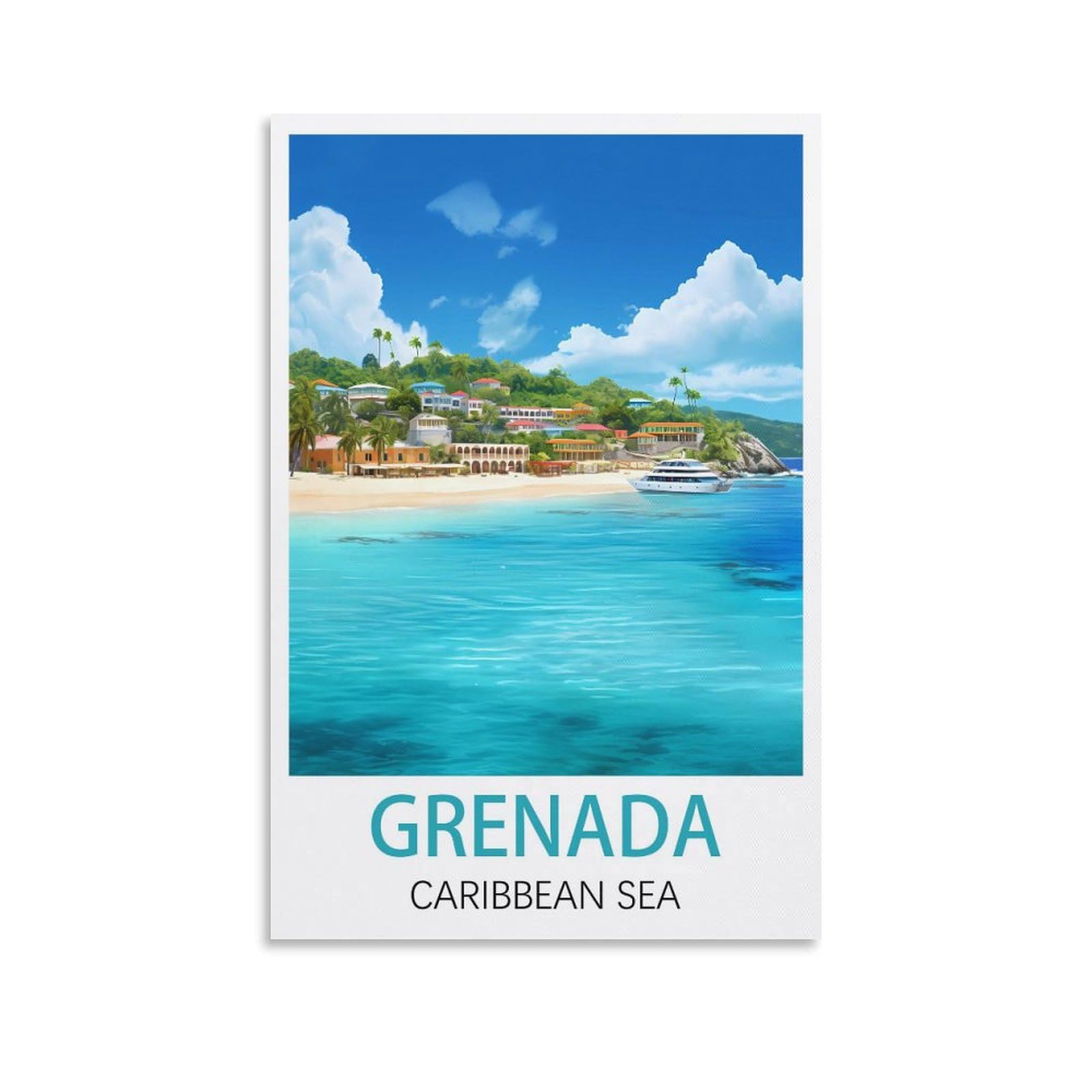 EZMLFA Diamond Painting Kits for Adults,Grenada Caribbean Sea DIY Crystal Embroidery Gifts,Diamond Art Craft,for Living Room Home 30x40cm