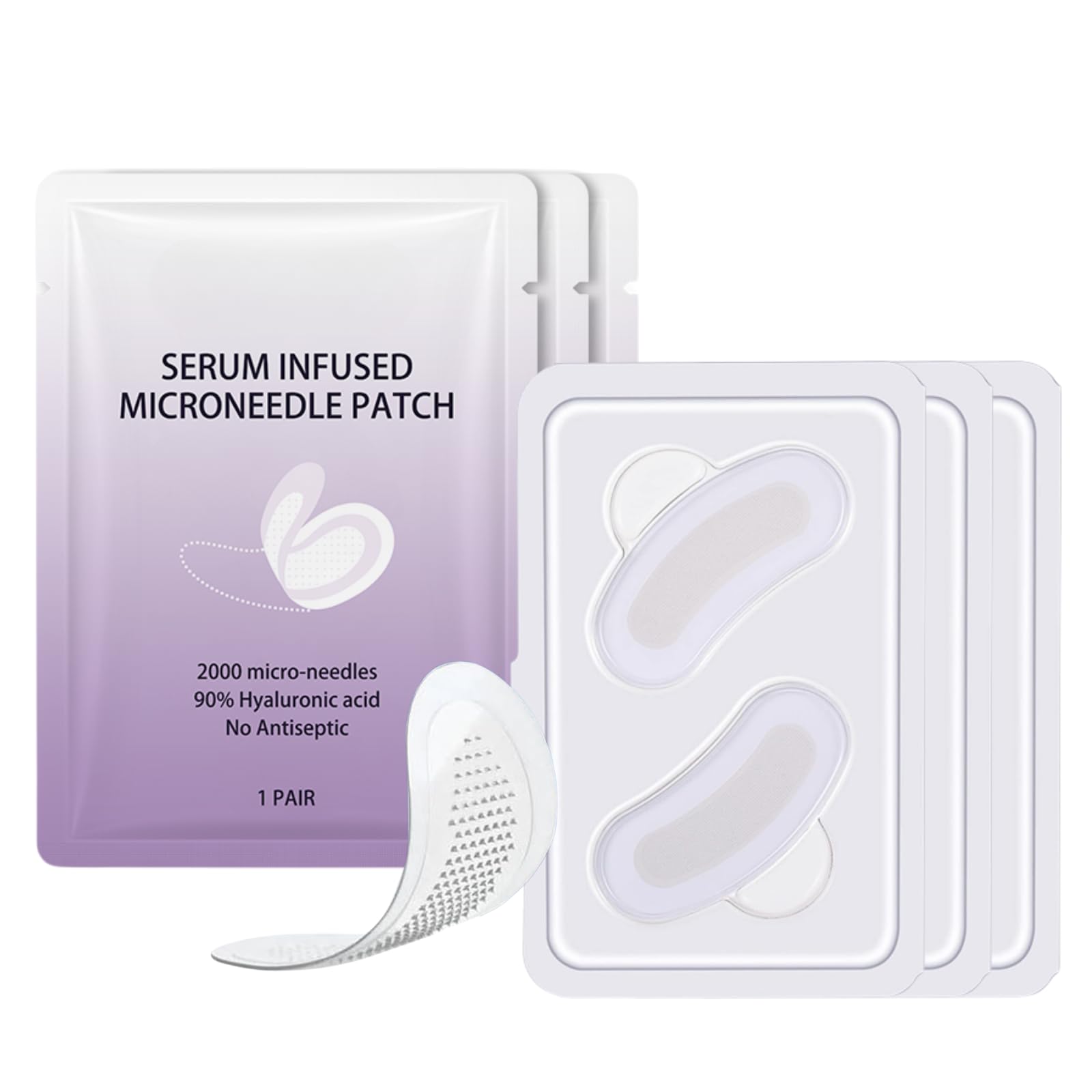 Serum Microneedle Patches with 2000 Needles, Microneedle Patches for Eyes Anti-Wrinkle Under Eye Masks with Hyaluronic Acid