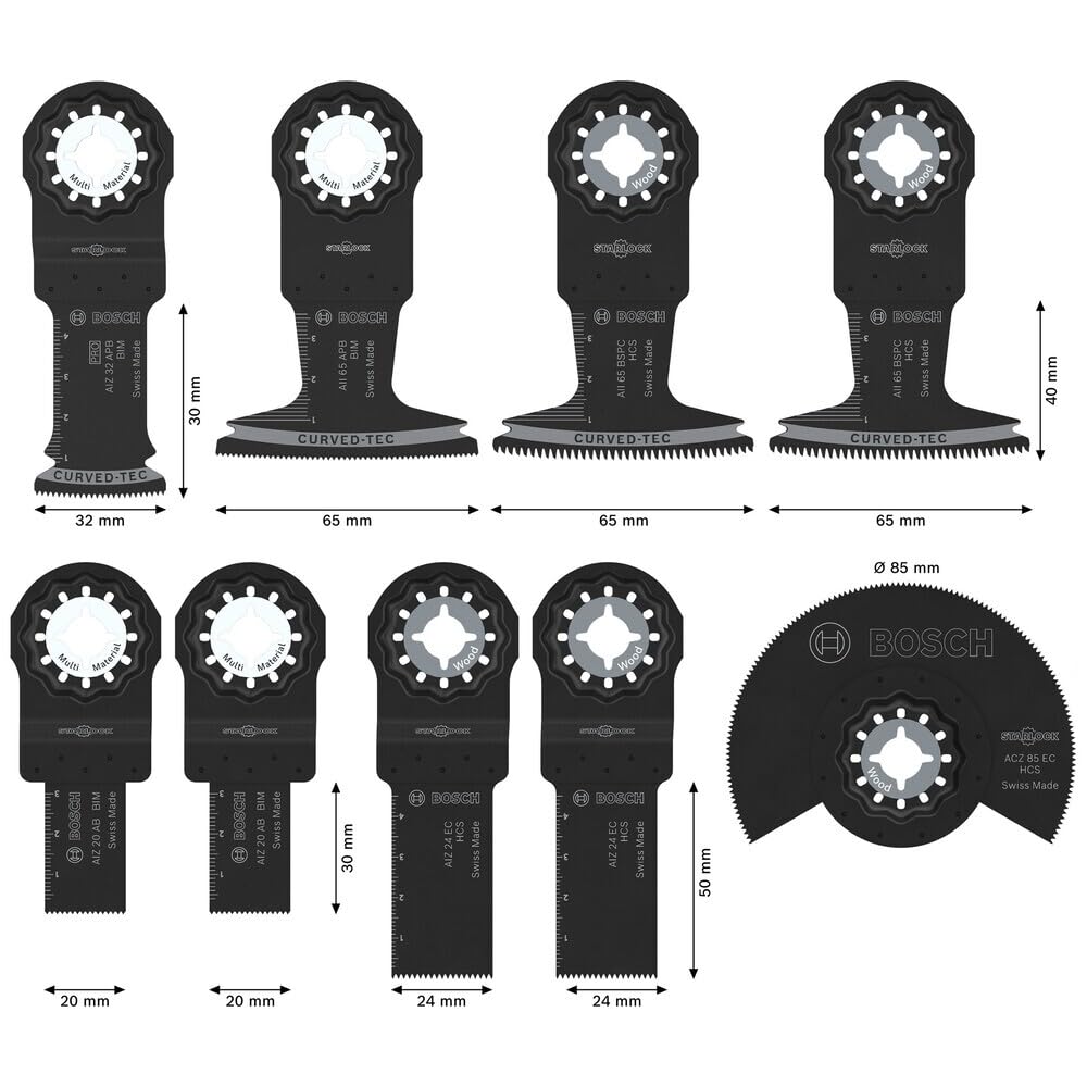 Bosch Schnittsägen/Multitool Sägeblatt-Set für Holz und Metall, 9-teiliges Set, Spezialkit, ca. 40% Ersparnis gegenüber dem Normalkauf, verwendbar mit Starlock-Systemen aller Hersteller