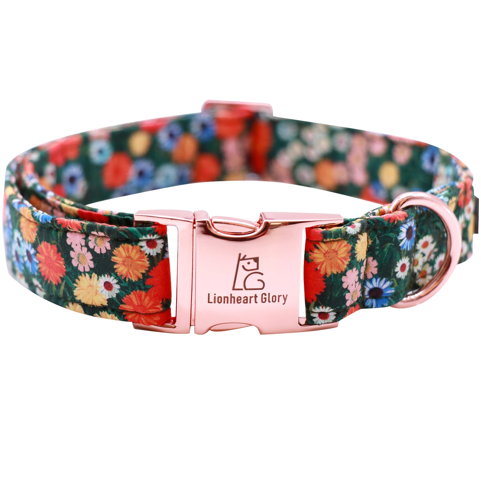 Lionheart glory Floral Print Dog Collar Adjustable Soft Dog Collar Girl or Boy Pet Collars for Small Dogs Green Collars Spring Dogs Collar