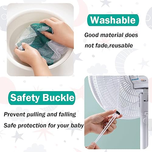 Miniatura 3 de Paquete de 2 filtros de seguridad de red de protección de ventilador de dibujos animados, protector de dedos para niños, cubierta de seguridad