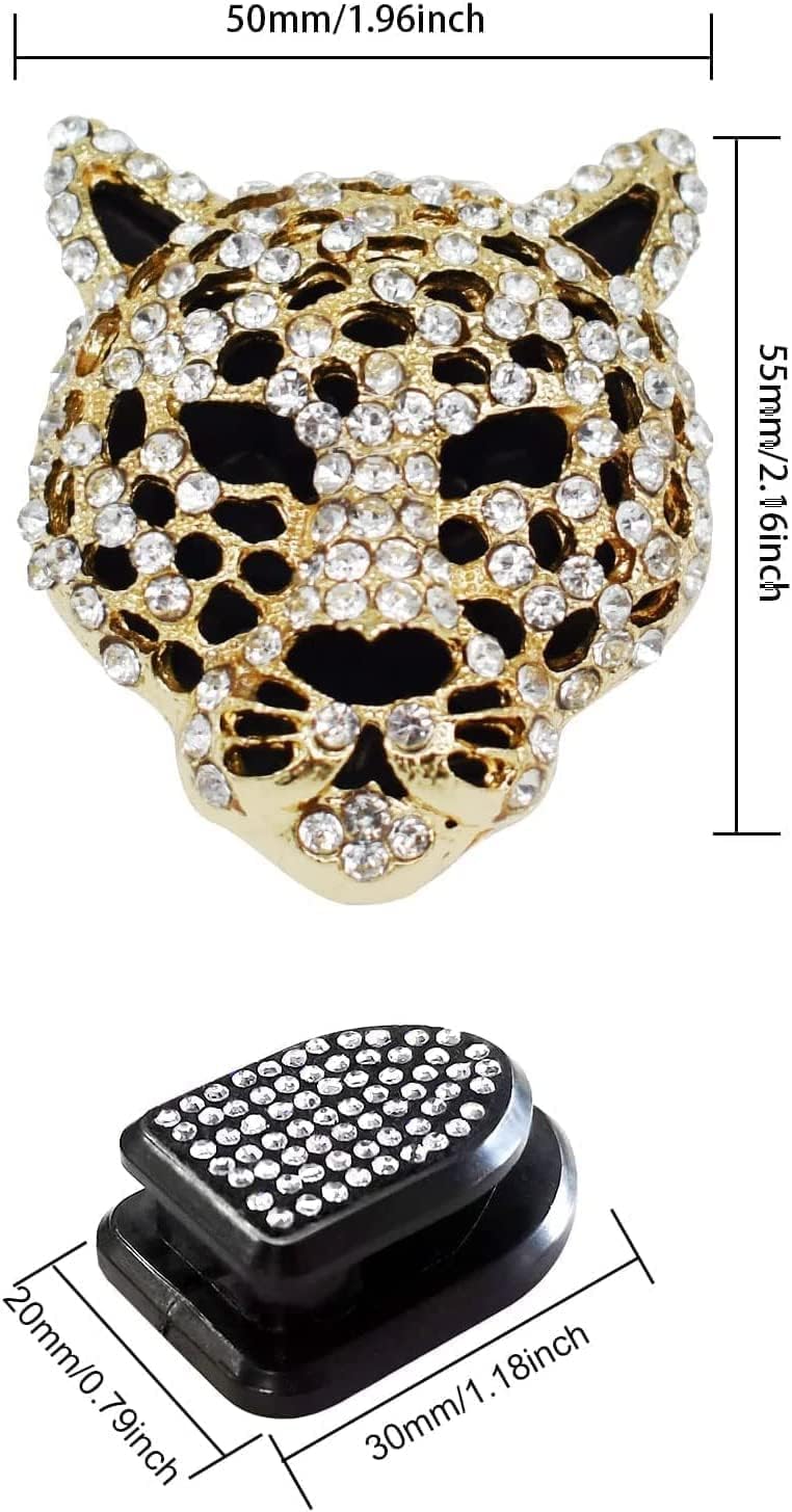 2Pcs Golden Bling Leopard Air Vent Clips, Crystal Leopard Car Air Fresheners Vent Clips Car Diffuser Vent Clip Rhinestone Car Decoration Car Interior Decor Car Accessories,Interior Accessories
