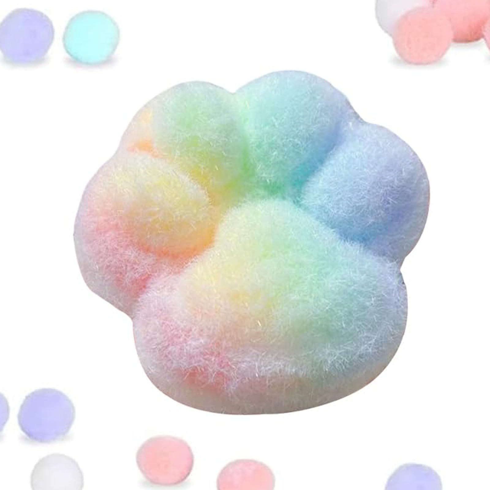 Cute Rainbow Cat Paw Squishy Handmade Soft Big Silicone Squeeze Toy Cat Themed Fidget Gift (A)