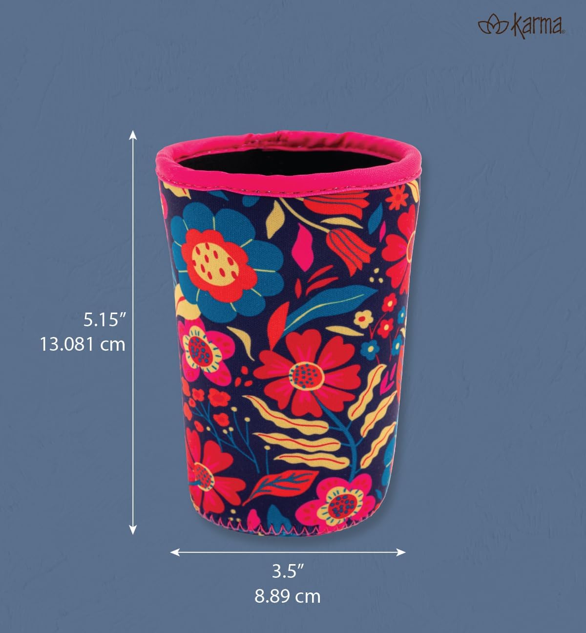 Karma, Reusable Iced Coffee Insulator, Iced Coffee & Cold Soda Insulated Neoprene Cold Cup Beverage Sleeve 20-28OZ, Large, Bows