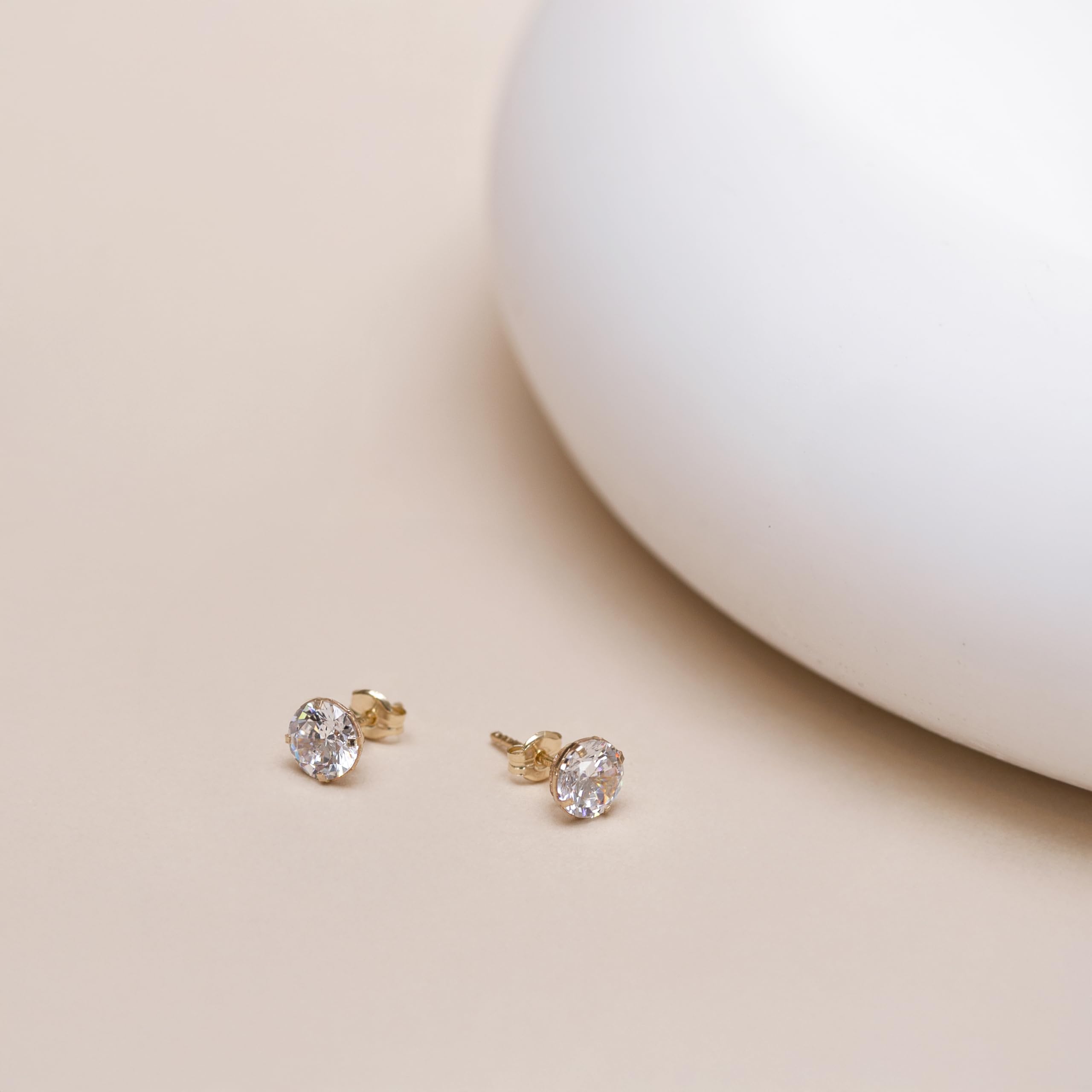 Damen Rund kubic Zirkonia Ohrstecker 9k(375) Gelbgold