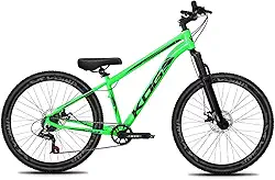 Bicicleta Aro 26 Rebaixada Freeride para Grau, Quadro em Alumínio, Relação 1x7, Aros Vmaxx Coloridos, Pedivela 34D, Suspensão 80mm