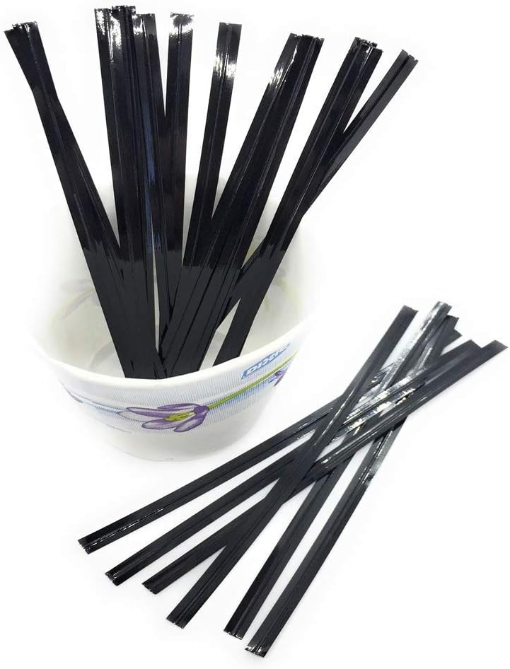Weststone 1000pcs 4" Black Metallic Twist Ties Foil Twist Ties for Cello Bags/Treat Bags for Birthday and Wedding Parties