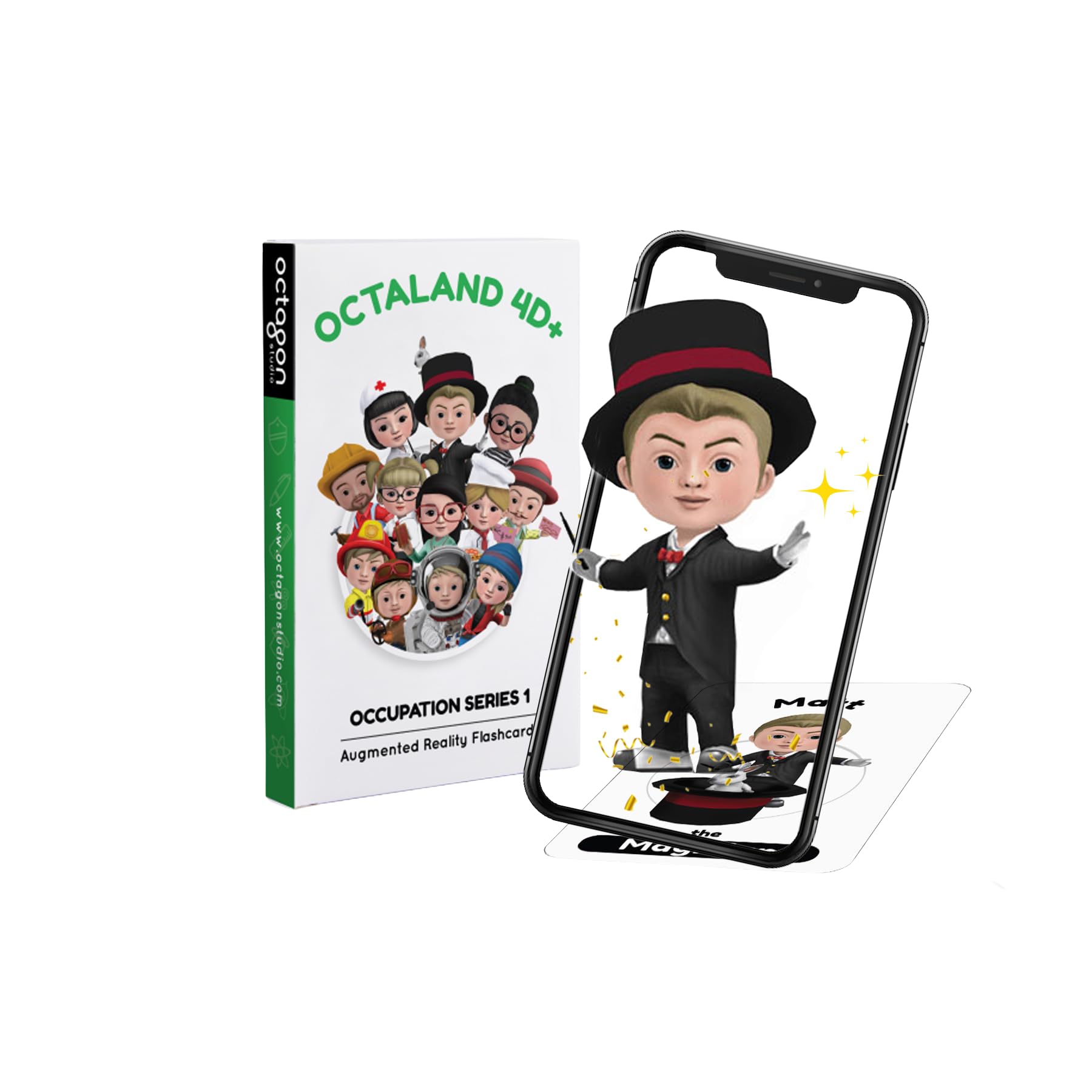 4D+ Augmented Reality Flashcards for Kids – Educational STEM Cards with Free App – Interactive Learning for Ages 4+ (Octaland 4D+)