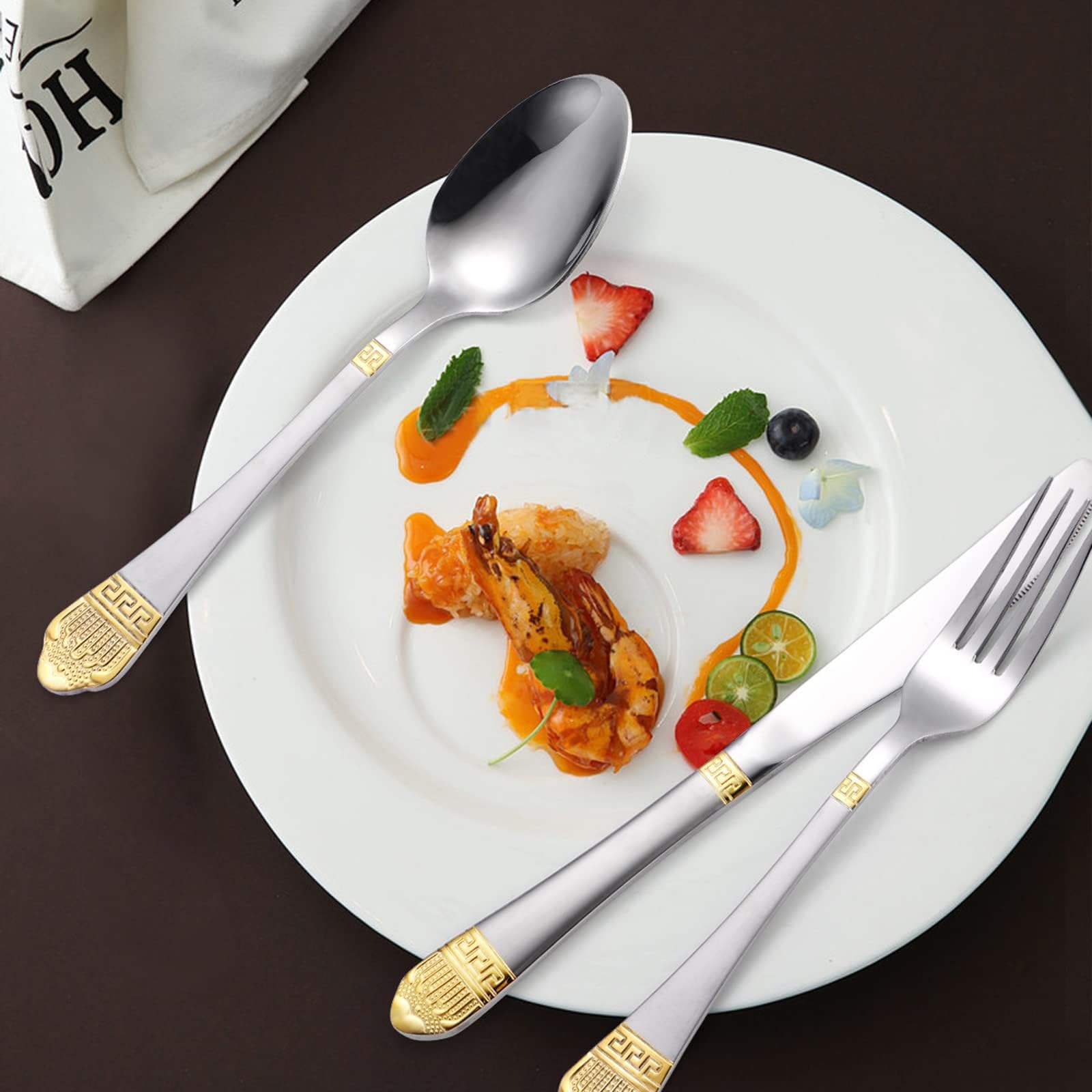 Juego de Cubiertos de Acero Inoxidable 72 Piezas para 12 Personas, Incluye Cuchillos, Tenedores y Cucharas, Conjunto de Mesa Elegante con Caja de Madera para Hogar, Restaurantes y Eventos