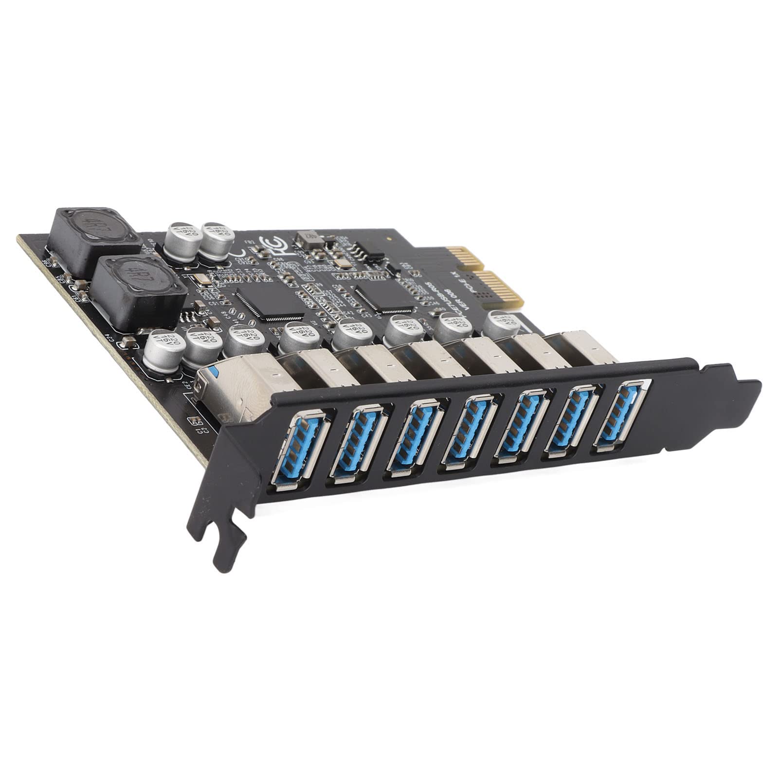 Sxhlseller Carte D'extension PCIE 7 Ports USB 3.2 GEN1 5 Gbps, Carte D'extension Avant d'alimentation Stable à Transmission Haute Vitesse pour Win XP Win7 Win8 Win10 Win11, pour Linux