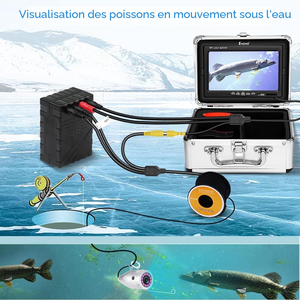 Caméra Vidéo Sous-Marine Pour La Pêche Sur Glace Écran LCD 4,3 Pouces 8 Pieces Led Vision Nocturne Fonction Darret Prise Ue~p223135515