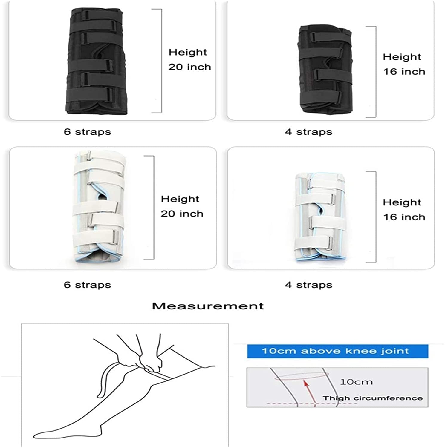 Ortesis de fijación de rodilla Ortesis de pierna completa Férula de rodilla recta Comodidad Soporte rígido para lesiones pre y postoperatorias de rodilla o recuperación de cirugía 22.7.27 (Gr? XL