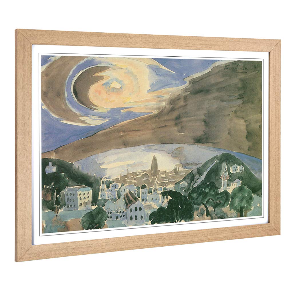 Big Box Art Framed Print of Walter Gramatte Barcelona Design | Wall Art Picture | Home Decor for Kitchen, Living, Dining Room, Bedroom, Hallway, Office, Oak, A2 / 24.5x18 Inch / 62x45cm