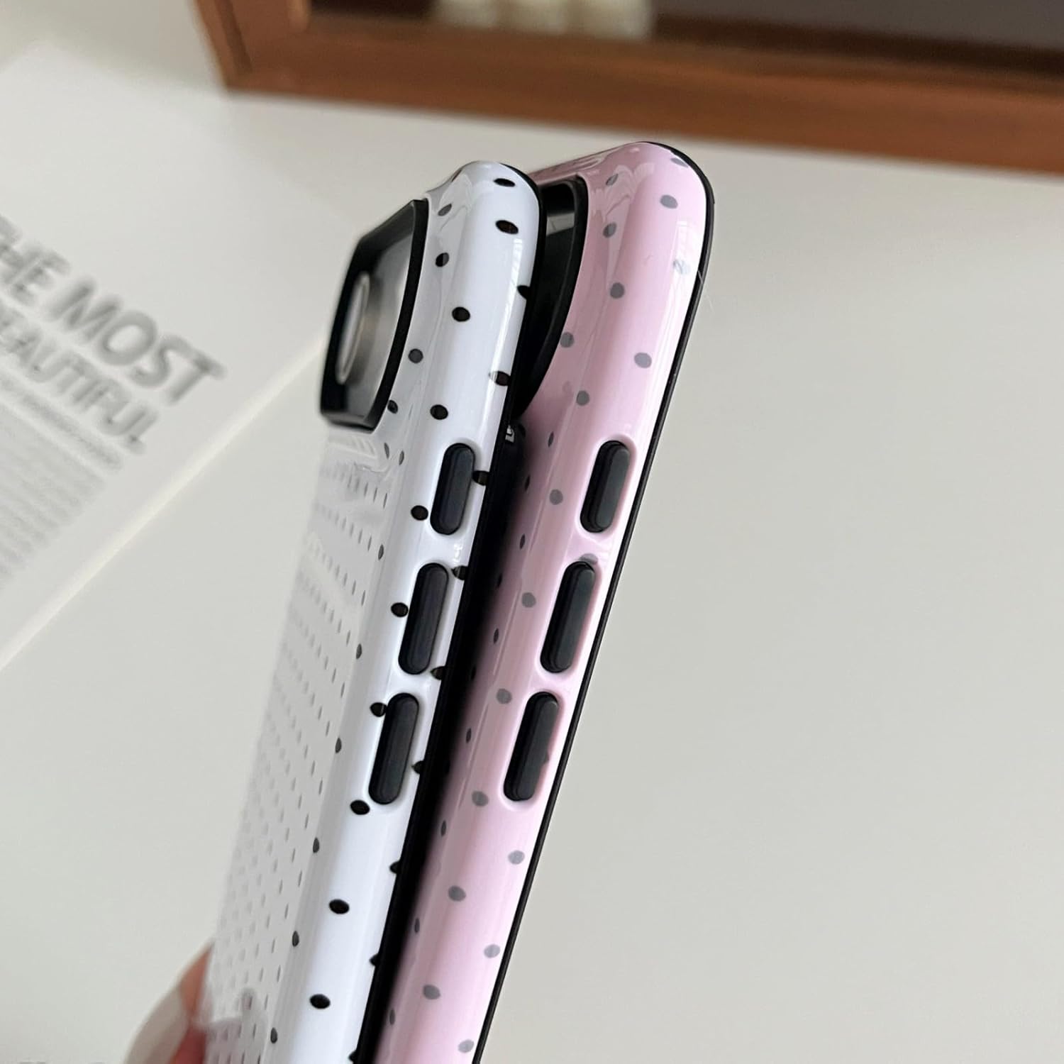 Compatible with iPhone 17 Air Case Cute Aesthetic Polka Dot Phone Case for Women Girl Shockproof Slim TPU and Hard PC Protective Cover (Pink) - Image 6