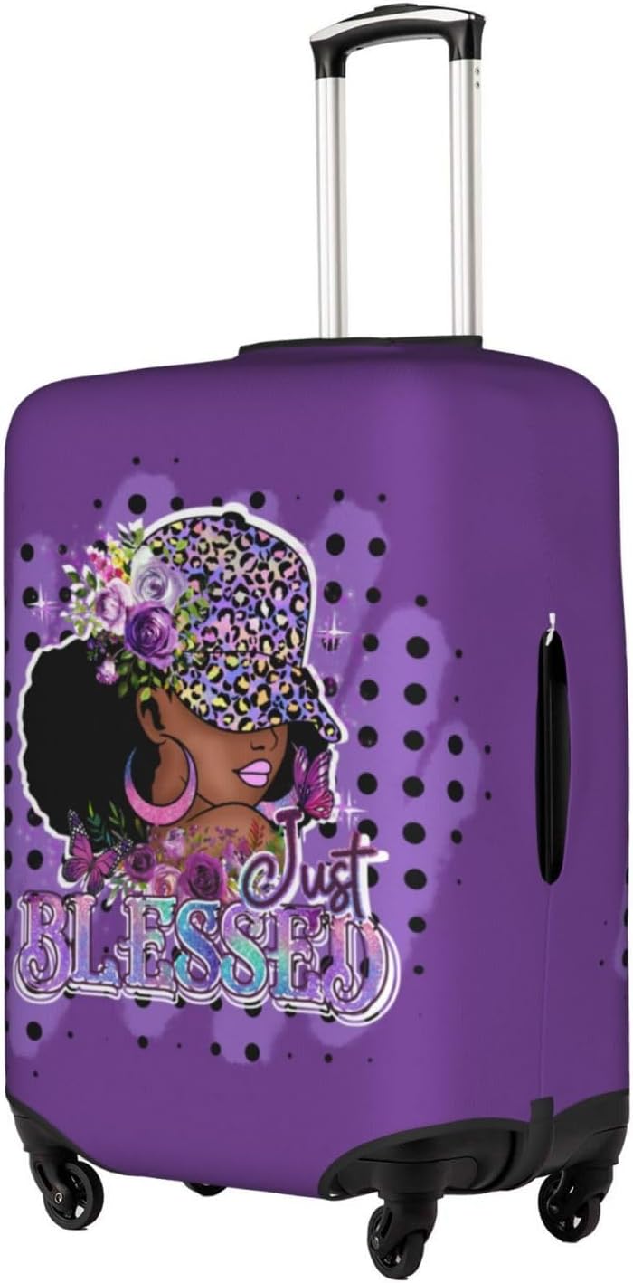 Travel Suitcase Protector African American Girl Elastic Protective Washable Luggage Cover With Concealed Zipper Suitable For 18-32 Inch(L (for 25-28 inch luggage))