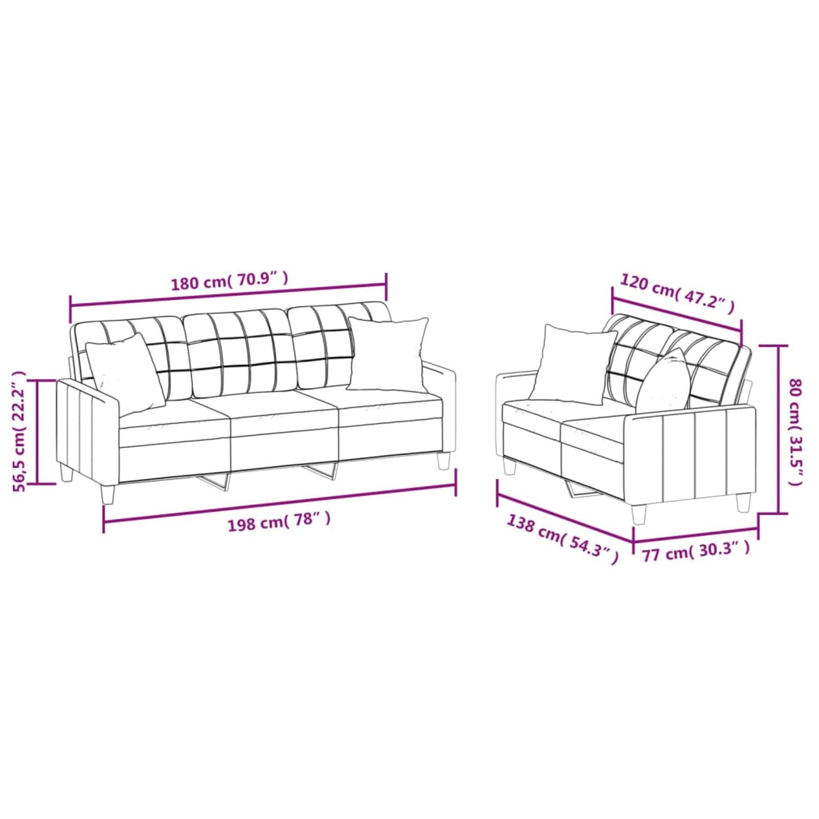2-TLG. Sofagarnitur mit Kissen Schwarz Kunstleder, Sofa Mit Relaxfunktion, Couchgarnitur, Wohnzimmer Sofa, Couch, Sofa Set 3201388