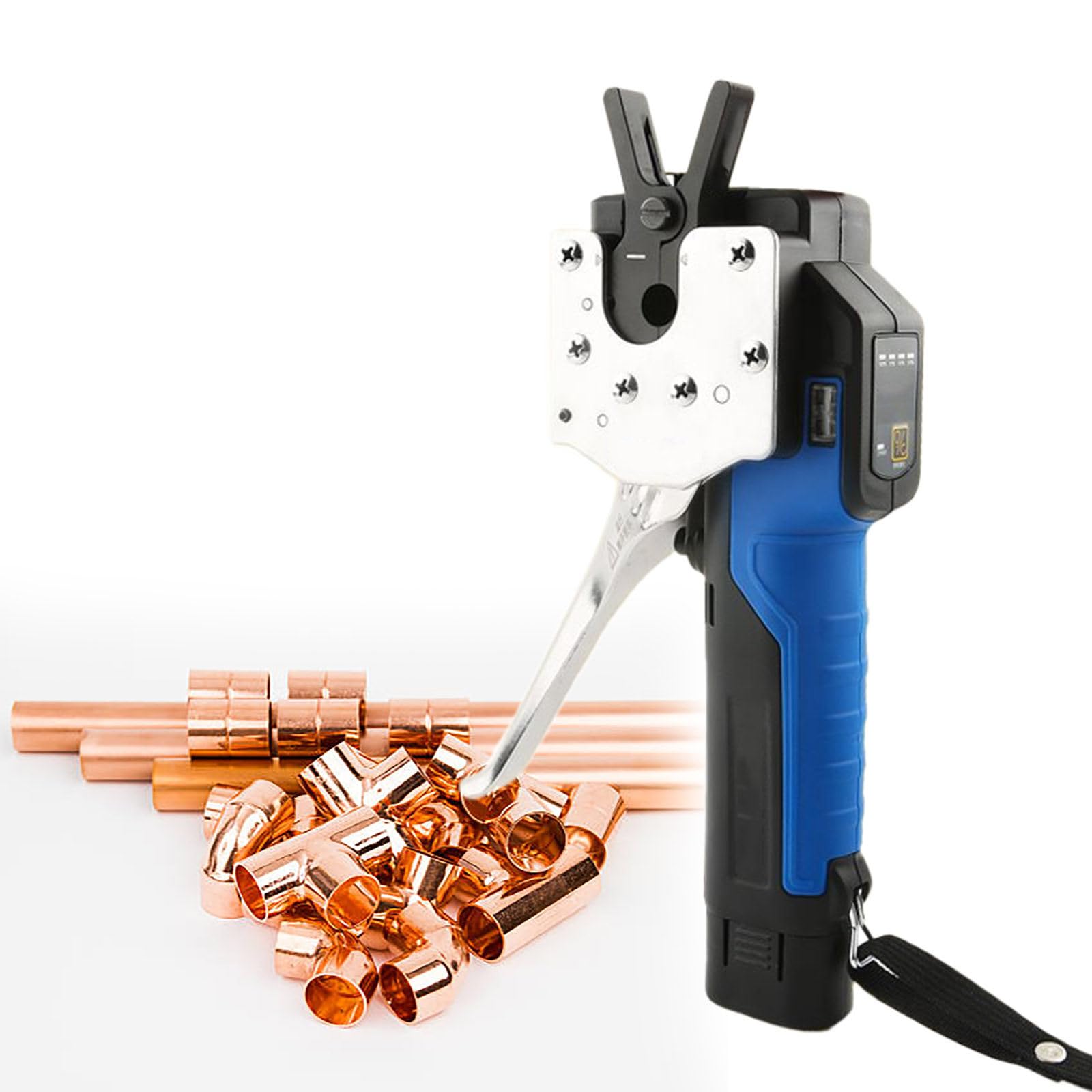 Kit de Abocardador Electrico, Expansor de Tubos Cobre Aluminio a Bateria de Litio con Luz LED, Juego de Abocardado de Tubos HVAC Profesional 0.25-0.75 Pulgadas con Estuche