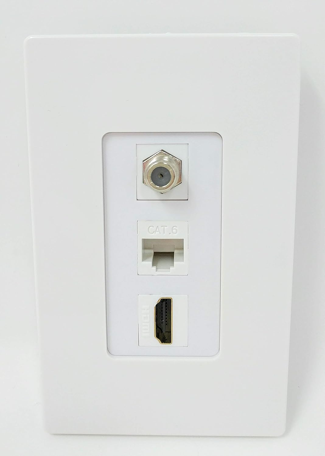 RiteAV Decorative 1 Gang Wall Plate Coax Cat6 HDMI - Brass/White