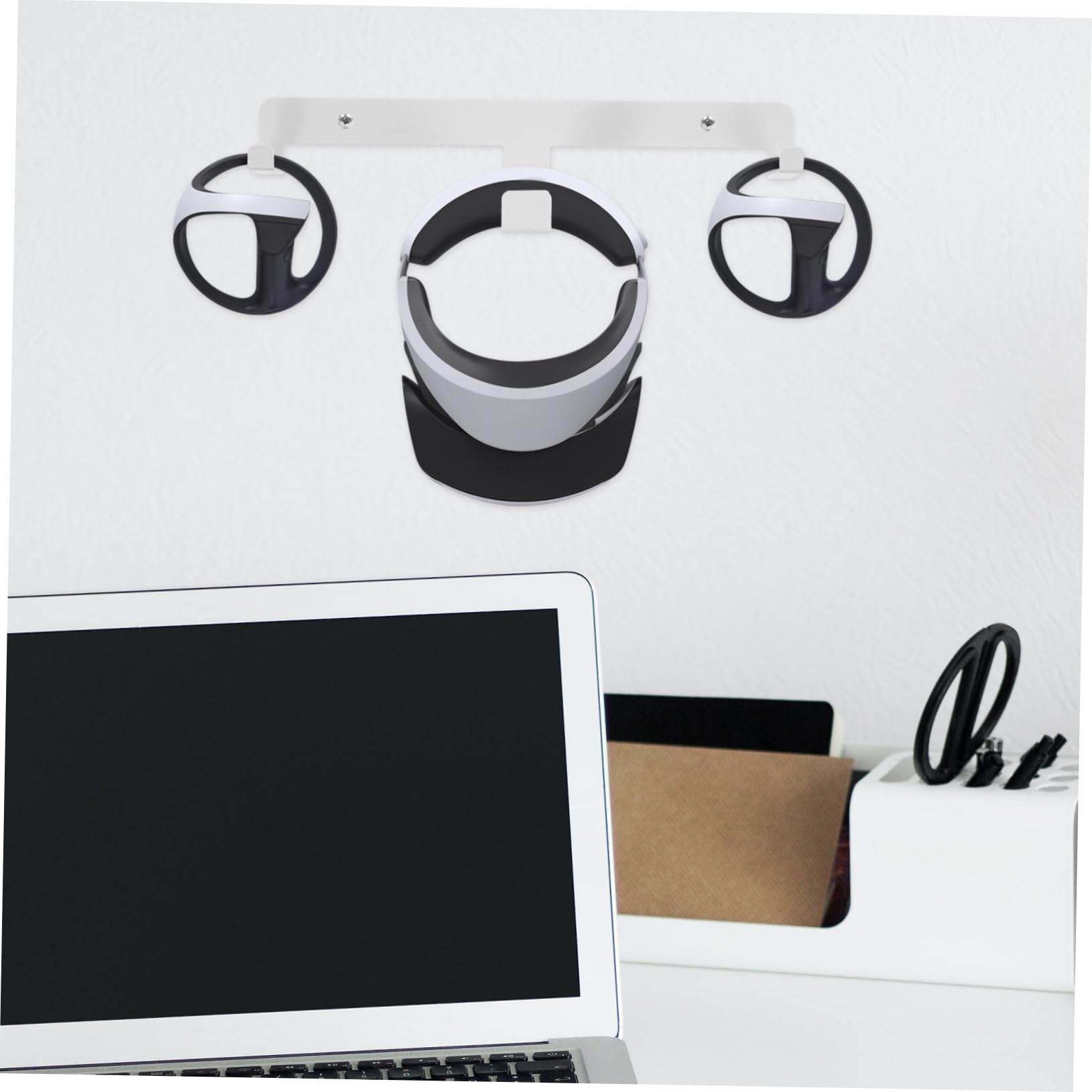 SHINEOFI Supporto Da Parete Per Visore Vr Per Cuffie e Cavo Di Ricarica Usb Type-c Design Salvaspazio Per Ufficio e Casa