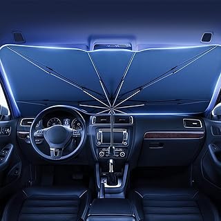 Budget Foldable Umbrella Sun Shade: Quick Heat Insulation for Sedans and SUVs (55" x 31")