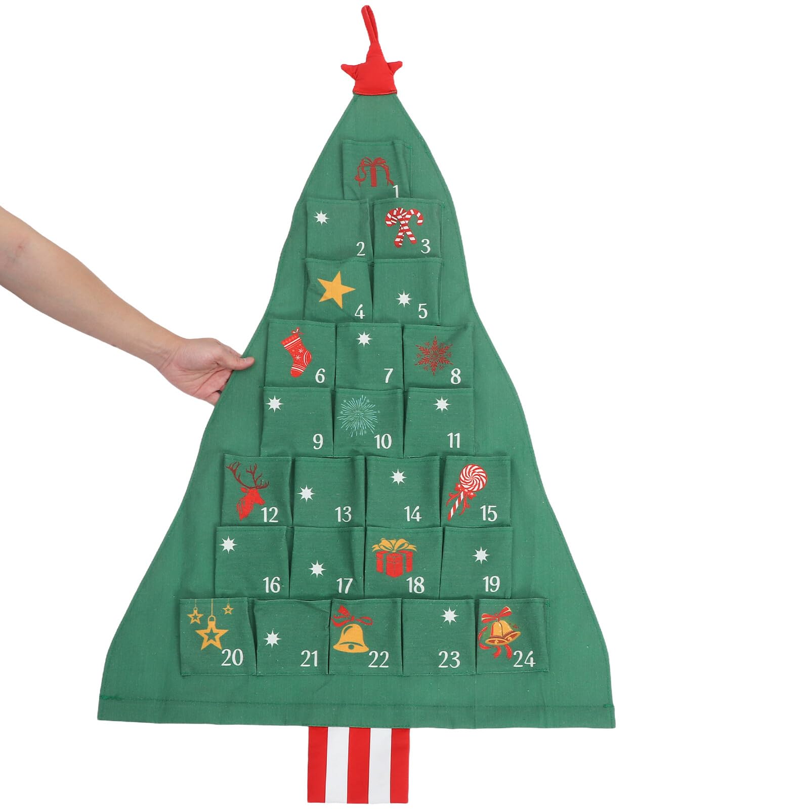 DECHOUS Calendario Avvento Albero di Natale con Numeri in Cotone e Lino Cont Rovescia per Ragazzo Ragazza e Famiglia Decorazione Fai da Te per Festività Natalizie da Appendere alla Parete