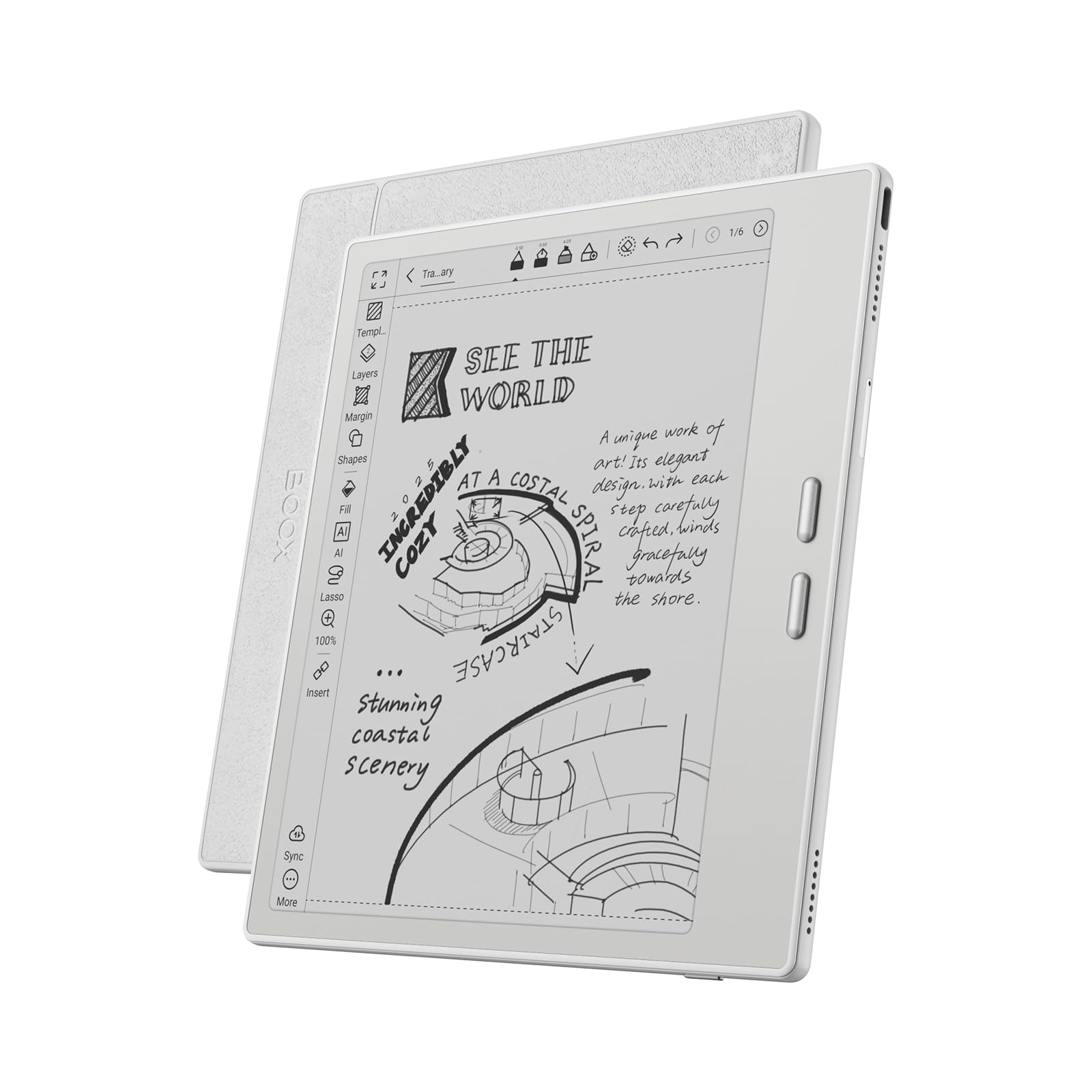 BOOX Go 7 ePaper Tablet 7” B/N 64 GB 300 ppi Android 13 Luz Frontal BT WiFi (Blanco)