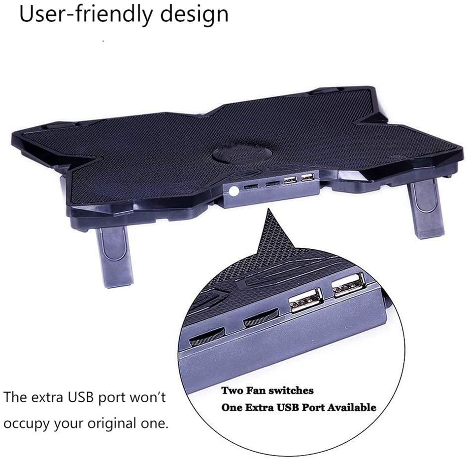 Base refrigeradora para laptop de 15,6" y 17", con 4 ventiladores silenciosos, altura ajustable y 2 puertos USB miniatura 3