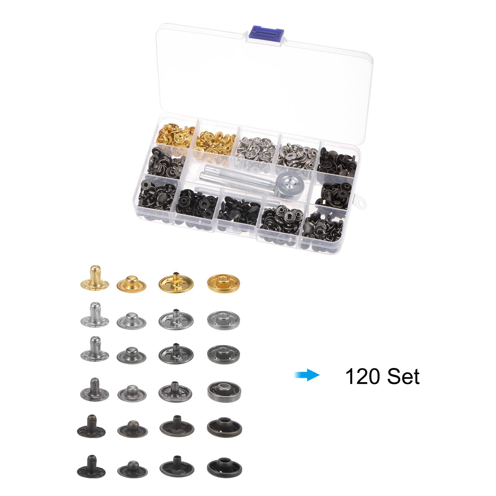 Sourcing Map Kit 10 Bottoni Automatici A Vite In Acciaio Inox: Per Tappeti, Teloni E Riparazioni Nautiche. - 3