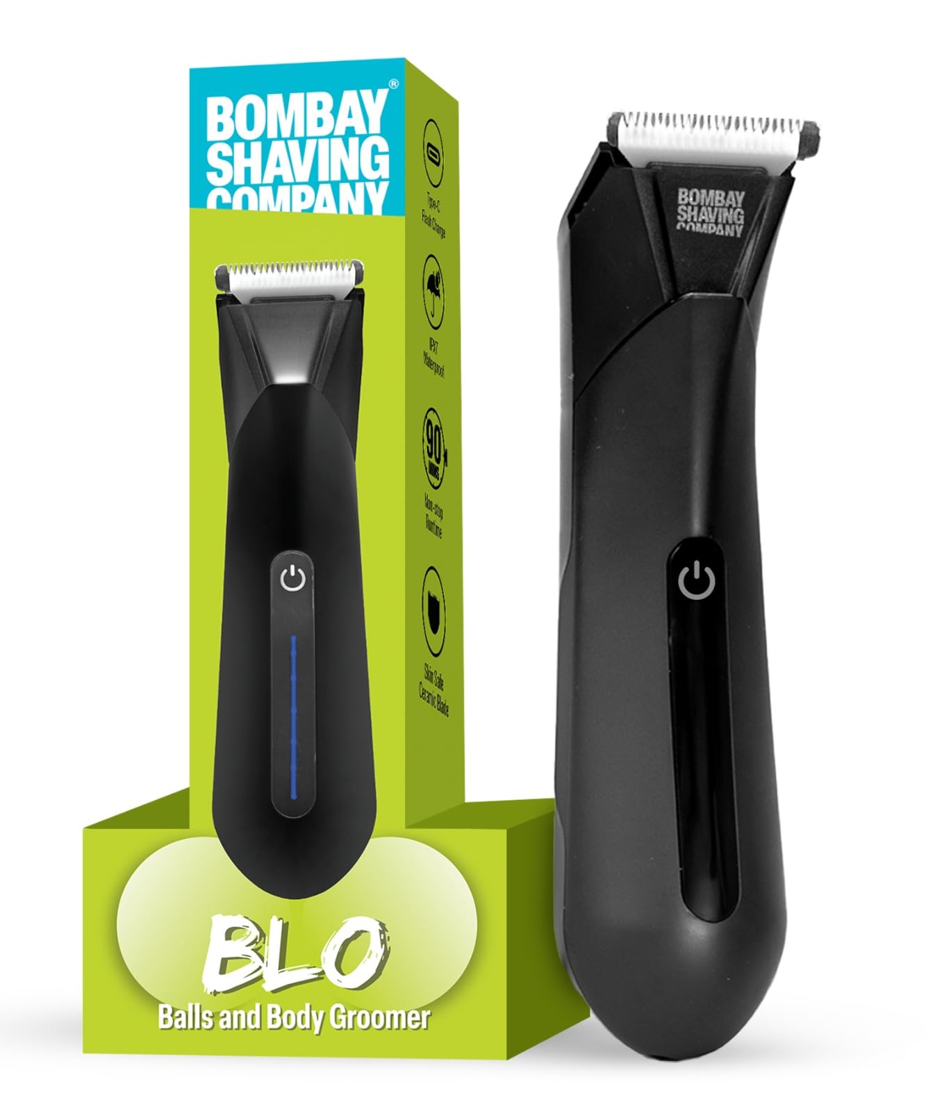Bombay Shaving Company Blo Balls And Body Groomer for Men | Ceramic Blade, Safe for Sensitive Areas, Type C Flash Charging | Groin Trimmer for Men | 90-Minute Runtime | Shower-Friendly Waterproof Trimmer-image-9
