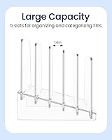 Vista 8 de 5-Tier Acrylic File Organizer for Desk, 30° Inclined Desk File Organizer, Acrylic Folder Holder Stand for Letter Size Documents, Brochures &