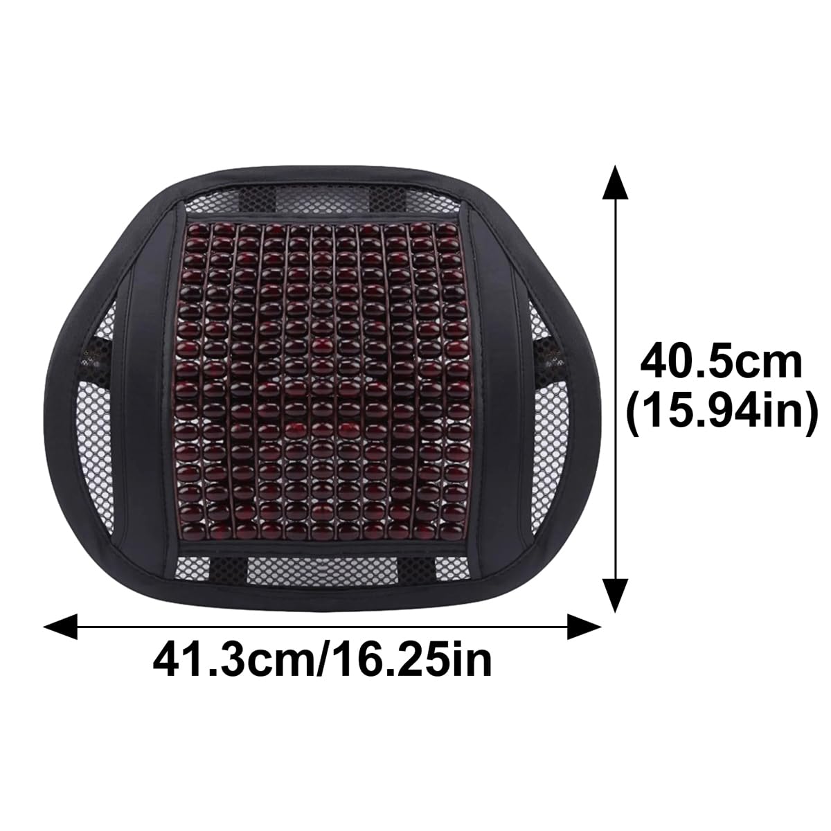 homeemoh Wood Bead Lumbar Support, Breathable Summer Back Support for Car Seat and Office Chair with Elastic Straps (Black)