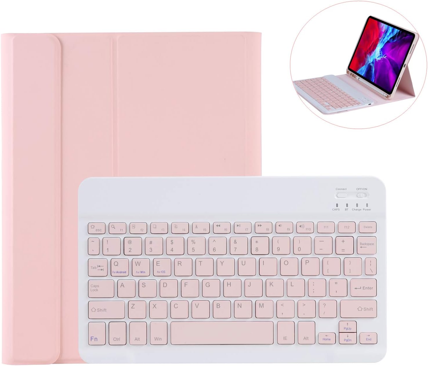 Popular iPad Pro 11（2021/2020/2018） Keyboard case with Stylish Cute Pencil Holder, Ultra-Thin Wireless Bluetooth Keyboard, Full Cover (iPad Pro11（2021/2020/2018）, Pink)