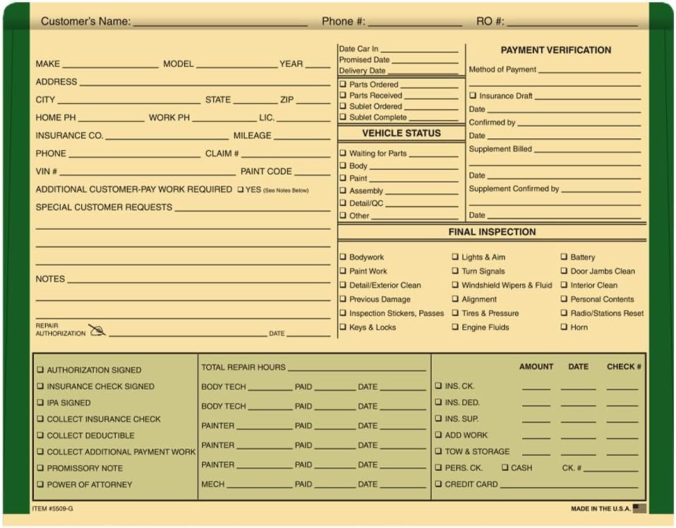 Color Edge Body Shop Deal Jackets – Heavy Duty Automotive Deal Folders 12" × 9-3/8" with 1/2" Expansion – 100# Buff Stock Vehicle File Jackets for Car Dealership Paperwork – Green Edge, Pack of 100