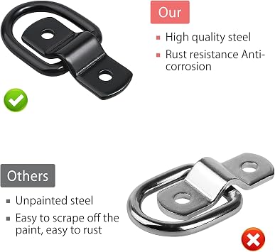 HENGBIRD 6 Pack D-Ring Tie Downs Cargo Tie Downs Anchors D Lashing Rings, D Rings Tie Down Anchors Hooks Stainless Steel D Ring for Load Securing in Trailer Truck Boat Cars Kayak