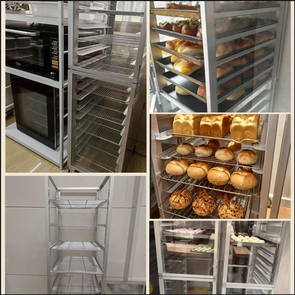 GRRICEPL Carrito de Aluminio con Ruedas para bandejas de panadería, Equipo para Hornear Pan | Carrito Comercial Para Bandejas De Pan, Estante Móvil Para Enfriamiento De Productos Horneados(47x62.5x179 cm/20)