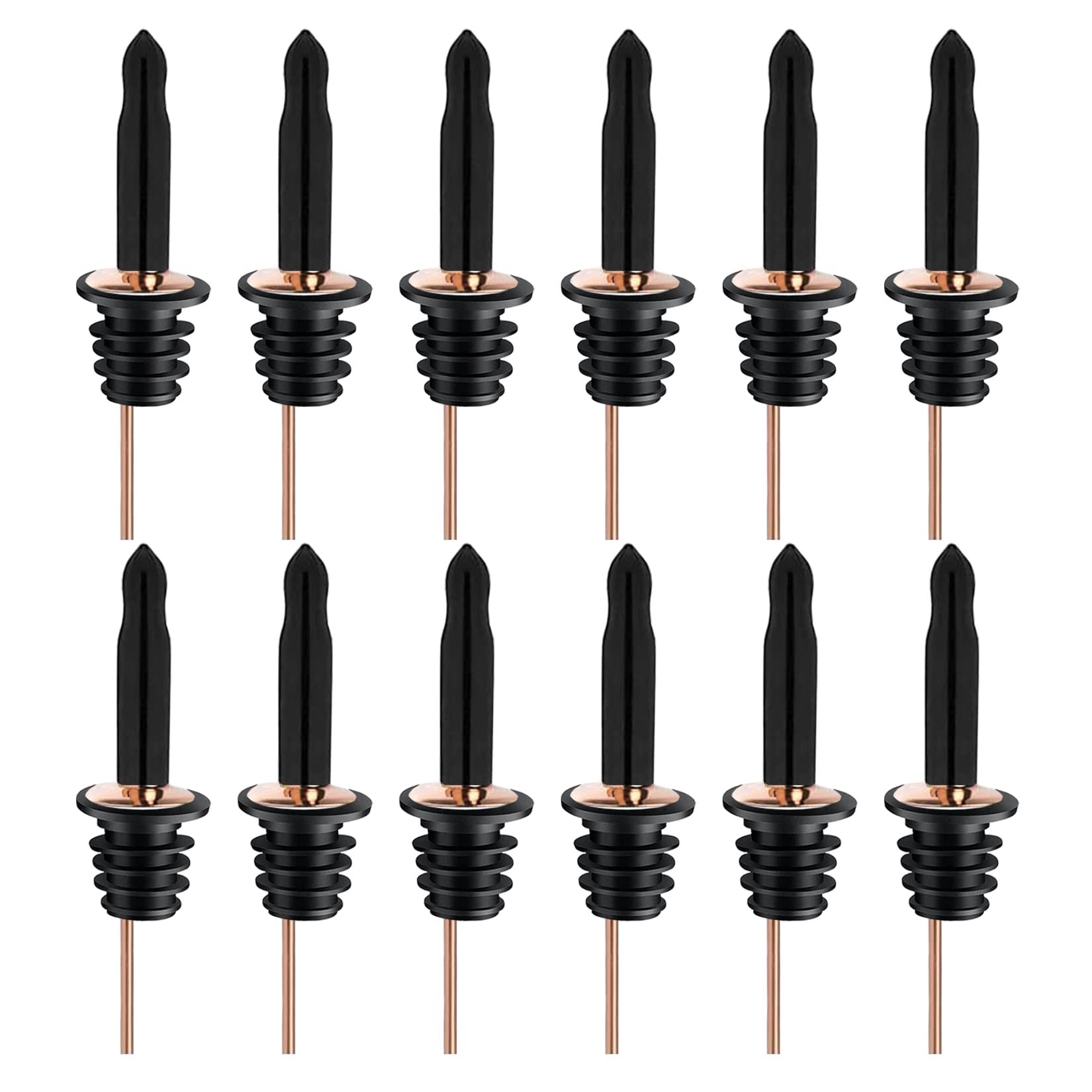 Pafusen 12 Pack Liquor Bottle Pourers, Liquor Pour Spout for Liquor Bottles, Stainless Steel Olive oil Dispenser Spout, Alcohol Pourer Dust Caps Long Covers, Rose Gold