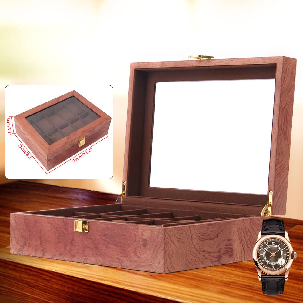 Scatola per orologi e orologi in legno con 10 scomparti